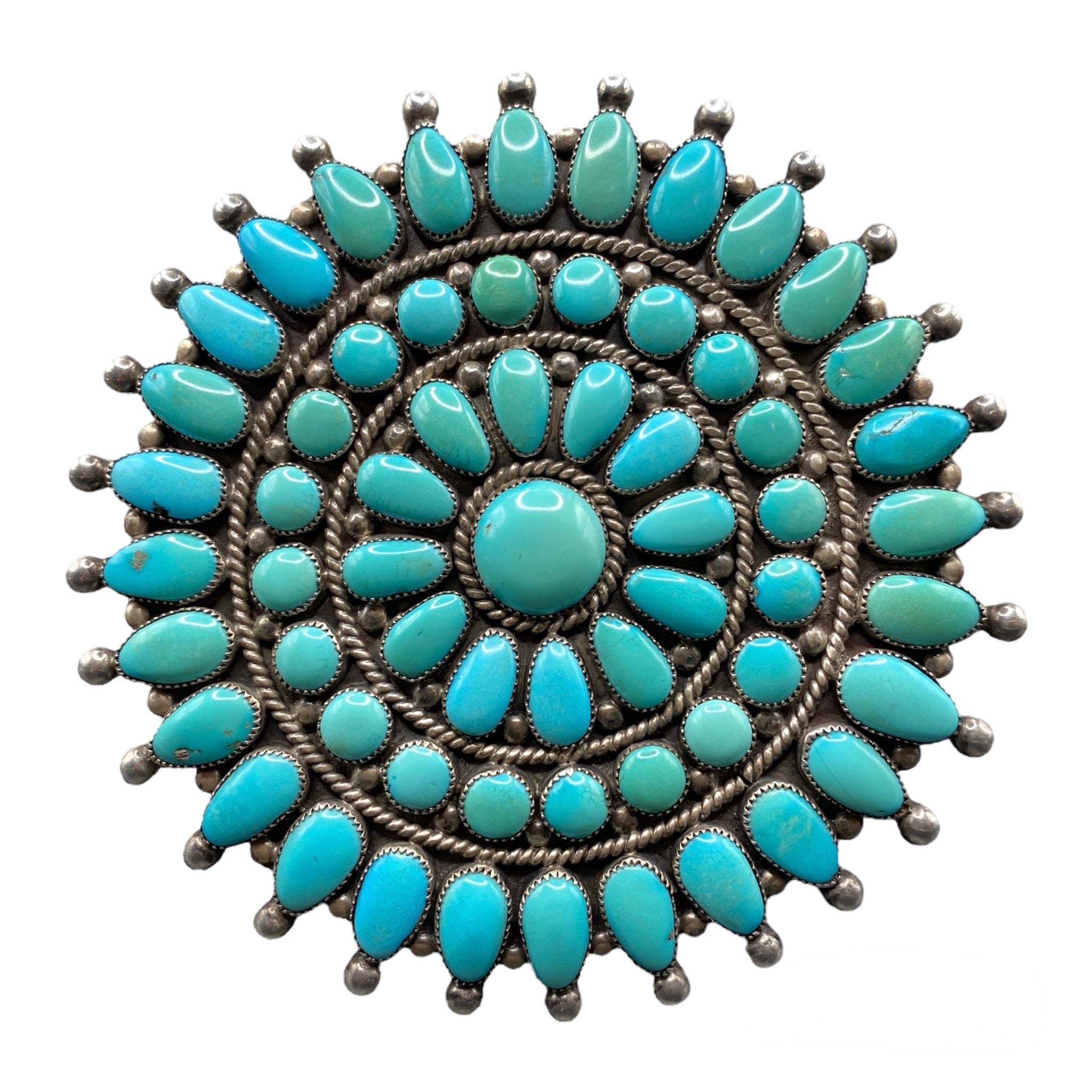 Royston Turquoise Vintage Zuni Pin/Pendant ONE OF A KIND