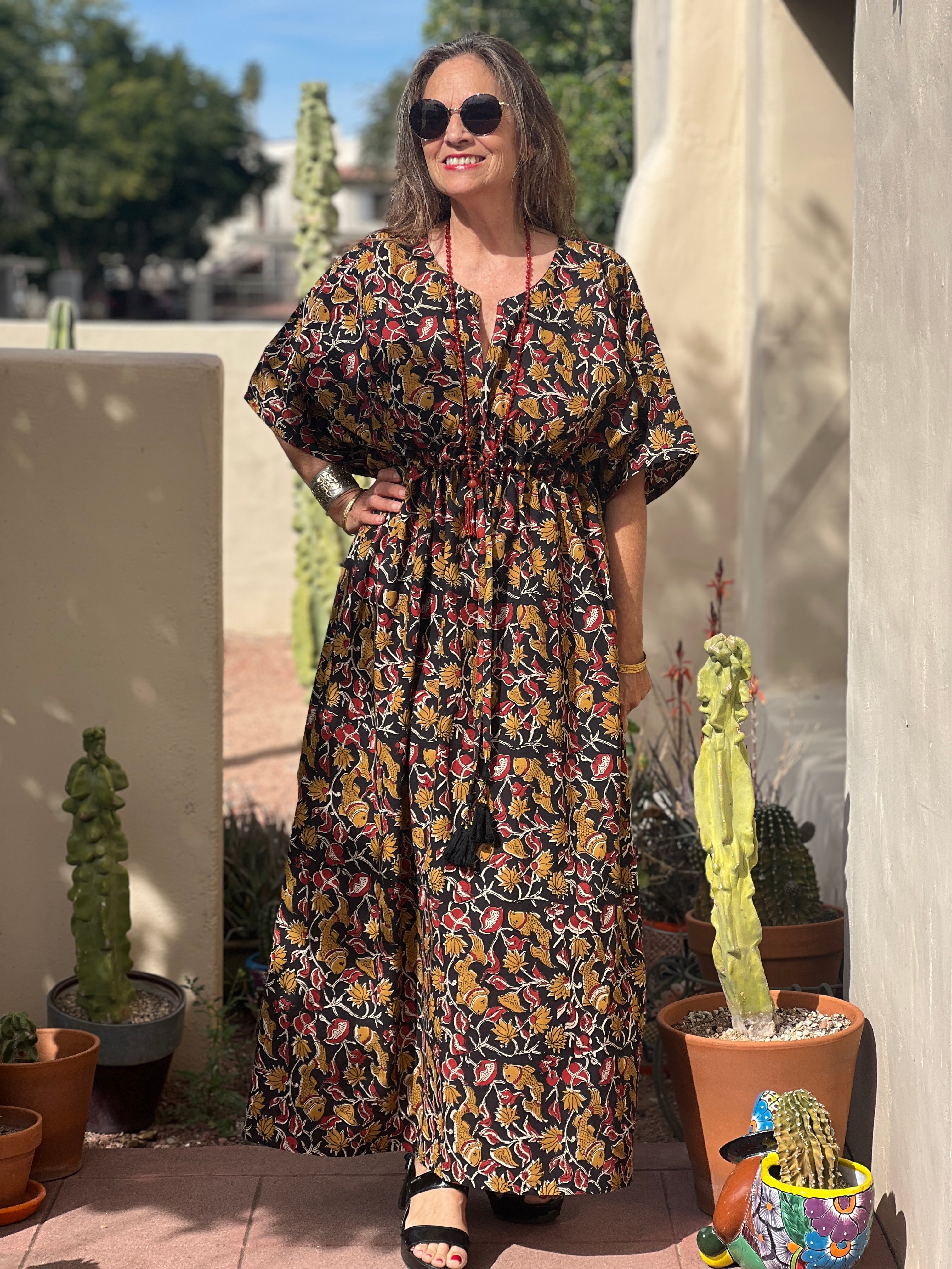 Feng Shui Fish Maxi Kaftan Dress Limited Edition