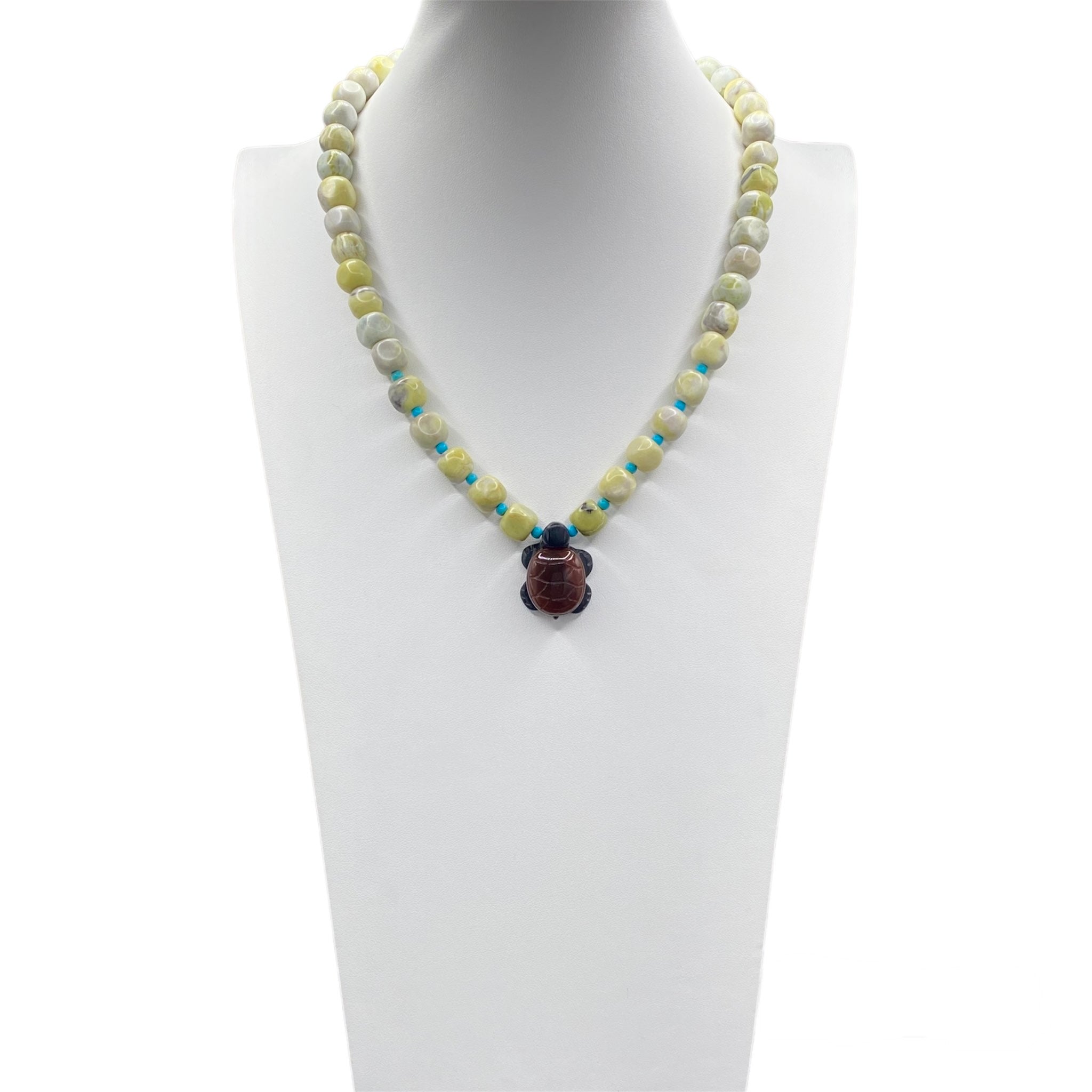 Turtle Serpentine and Red Jasper Necklace Santo Domingo