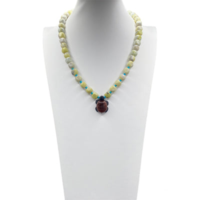 Turtle Serpentine and Red Jasper Necklace Santo Domingo