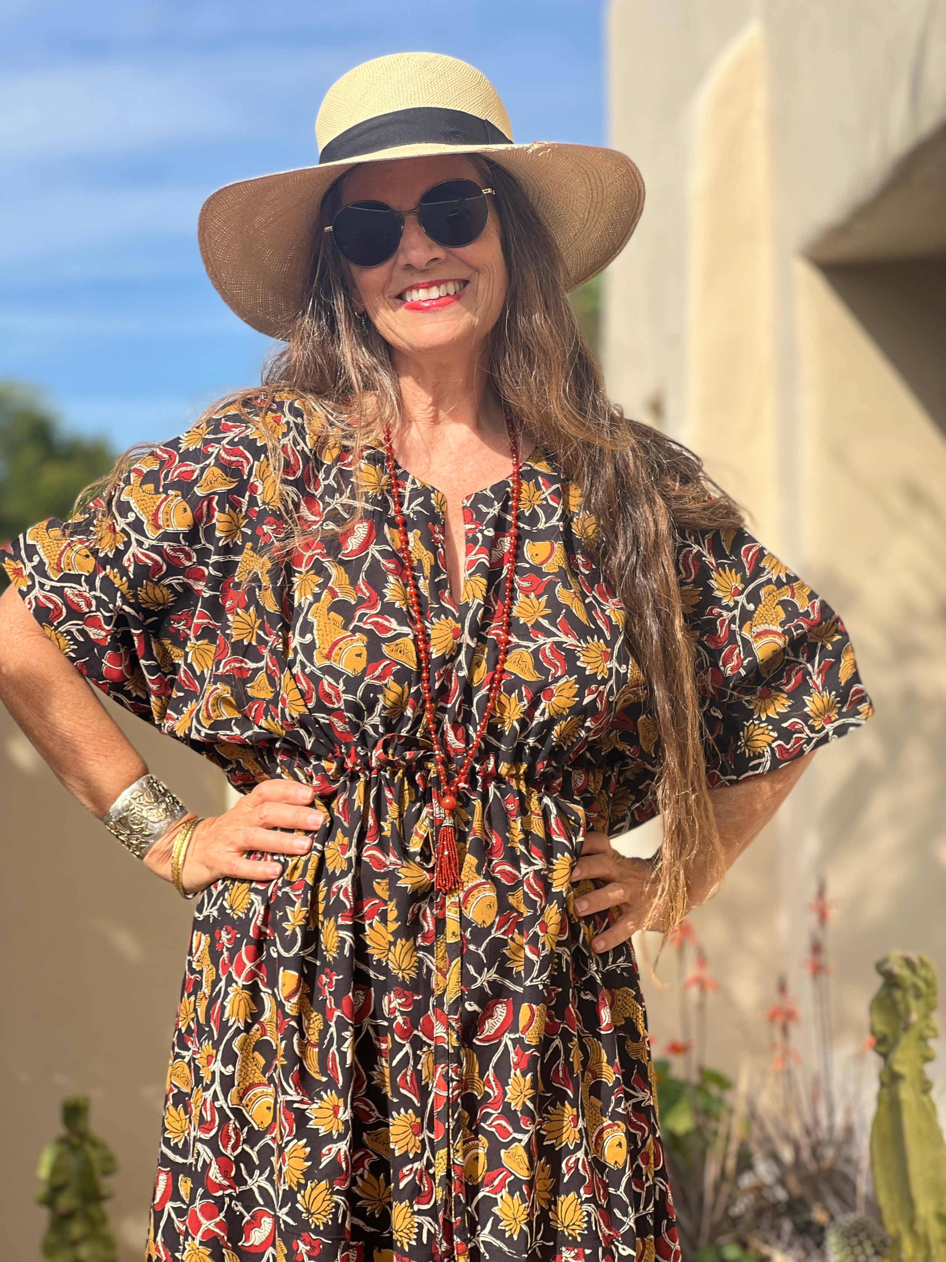 Feng Shui Fish Maxi Kaftan Dress Limited Edition