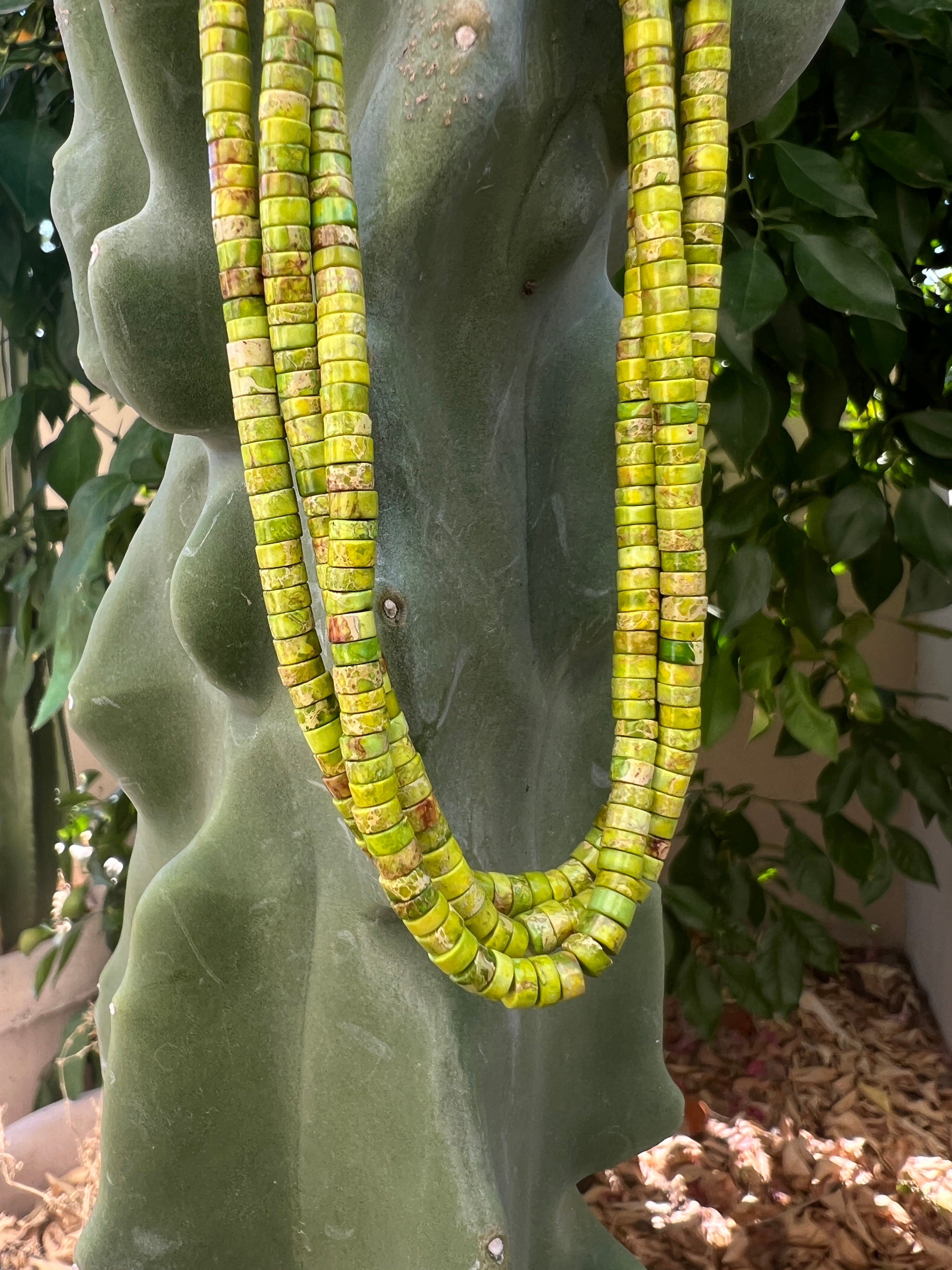 Gaspeite and Heishi Santo Domingo Necklace