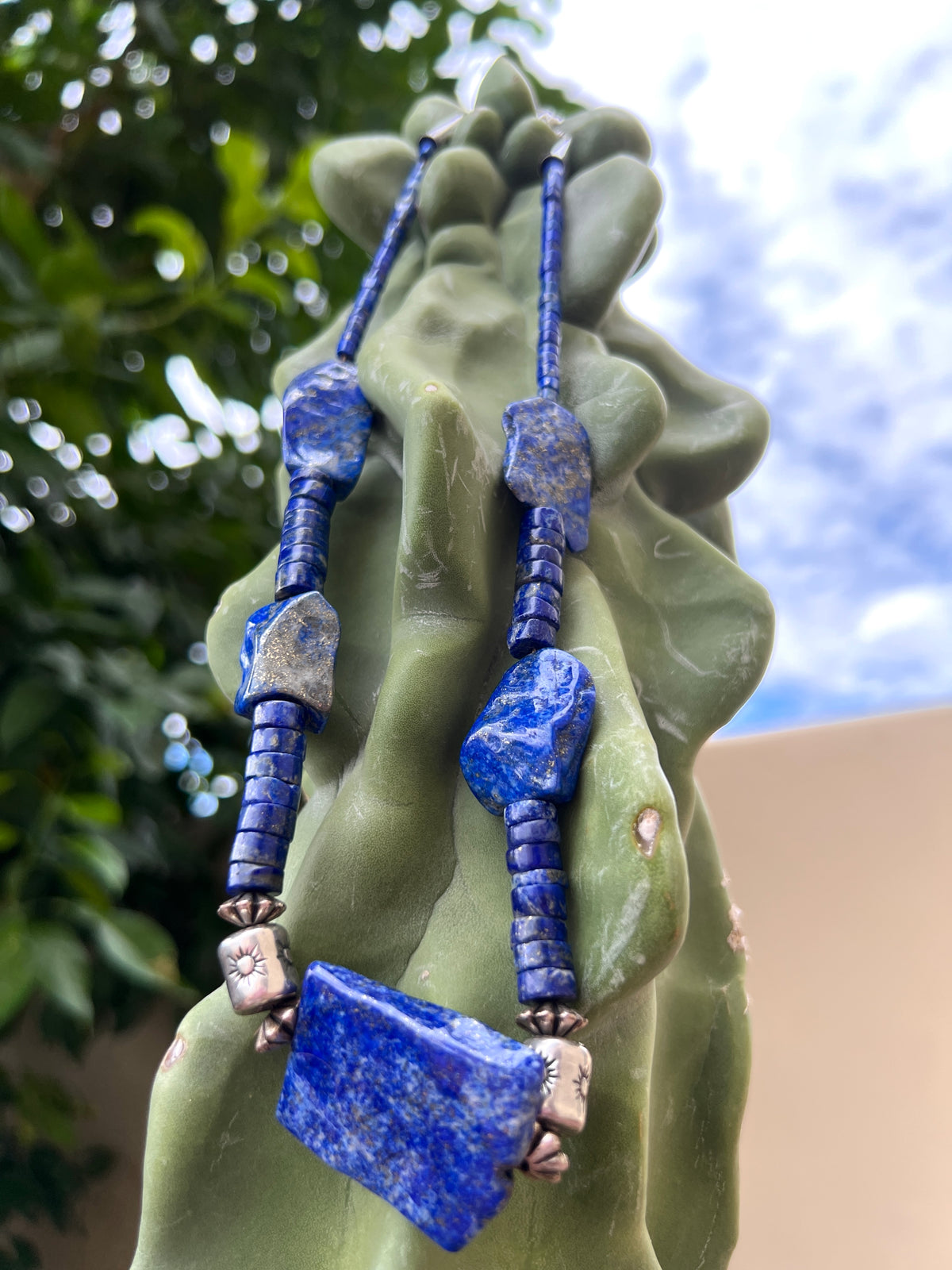 Chunky Lapis with Silver Necklace Santo Domingo