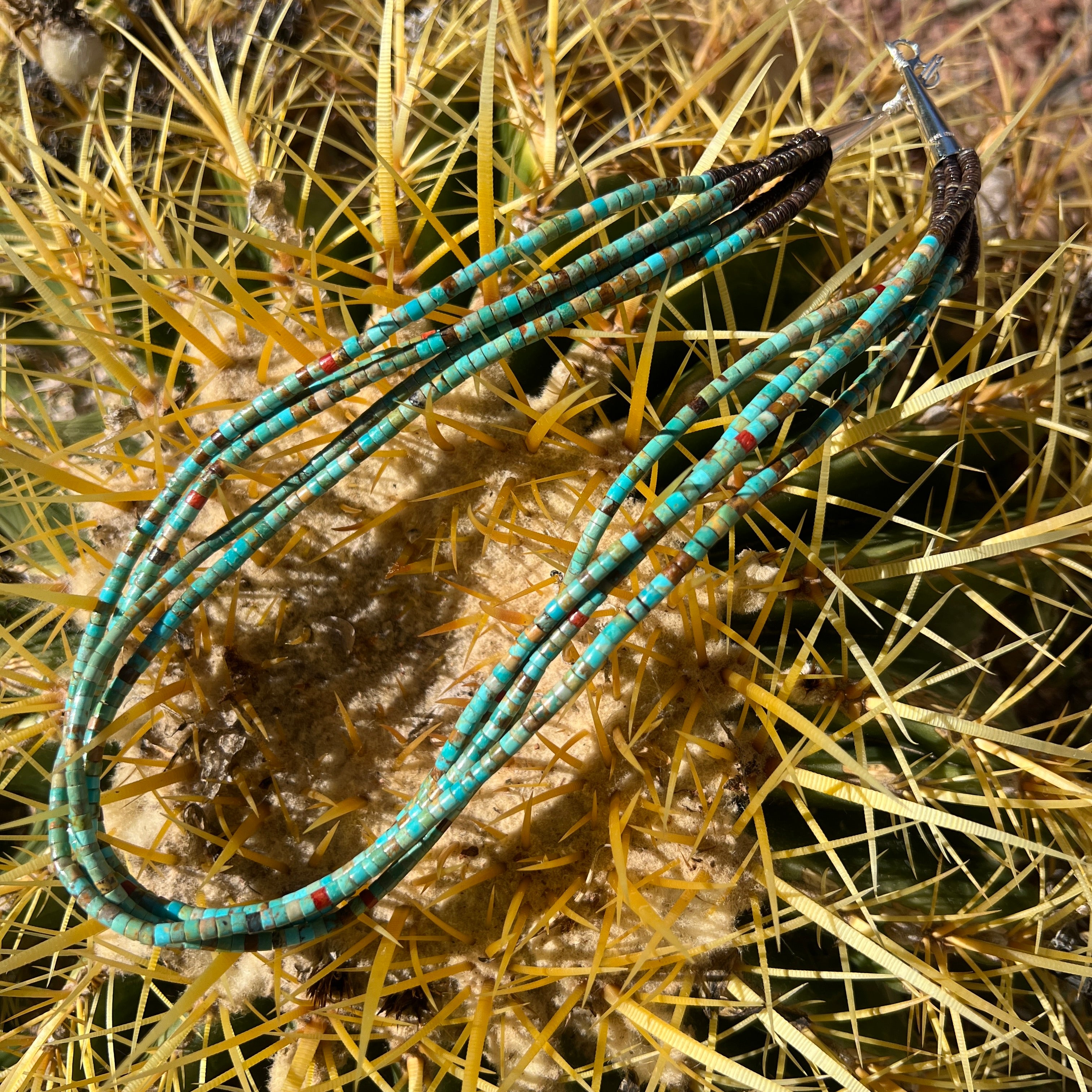 Unique #8 Turquoise Five Strand Necklace Santo Domingo