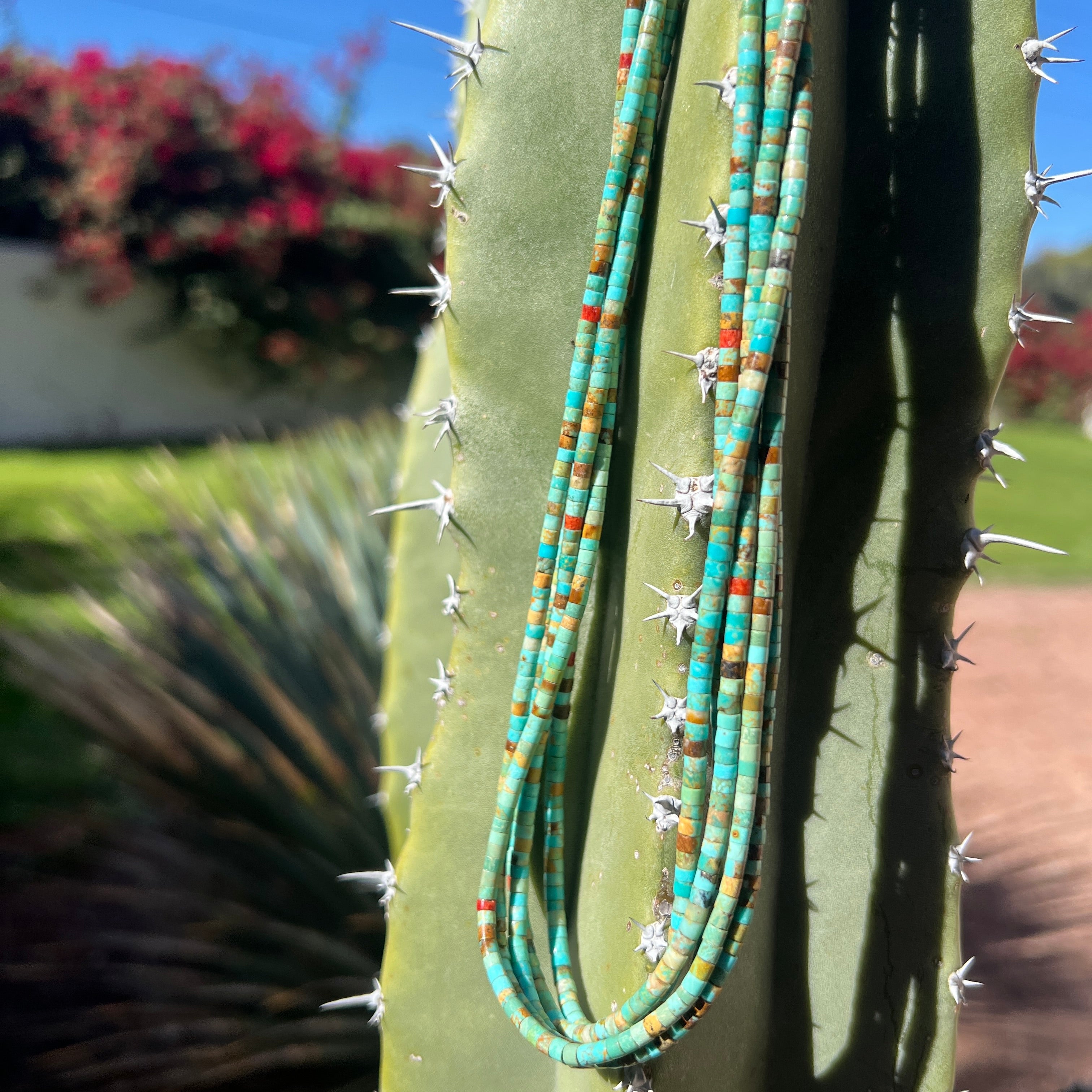 Unique #8 Turquoise Five Strand Necklace Santo Domingo