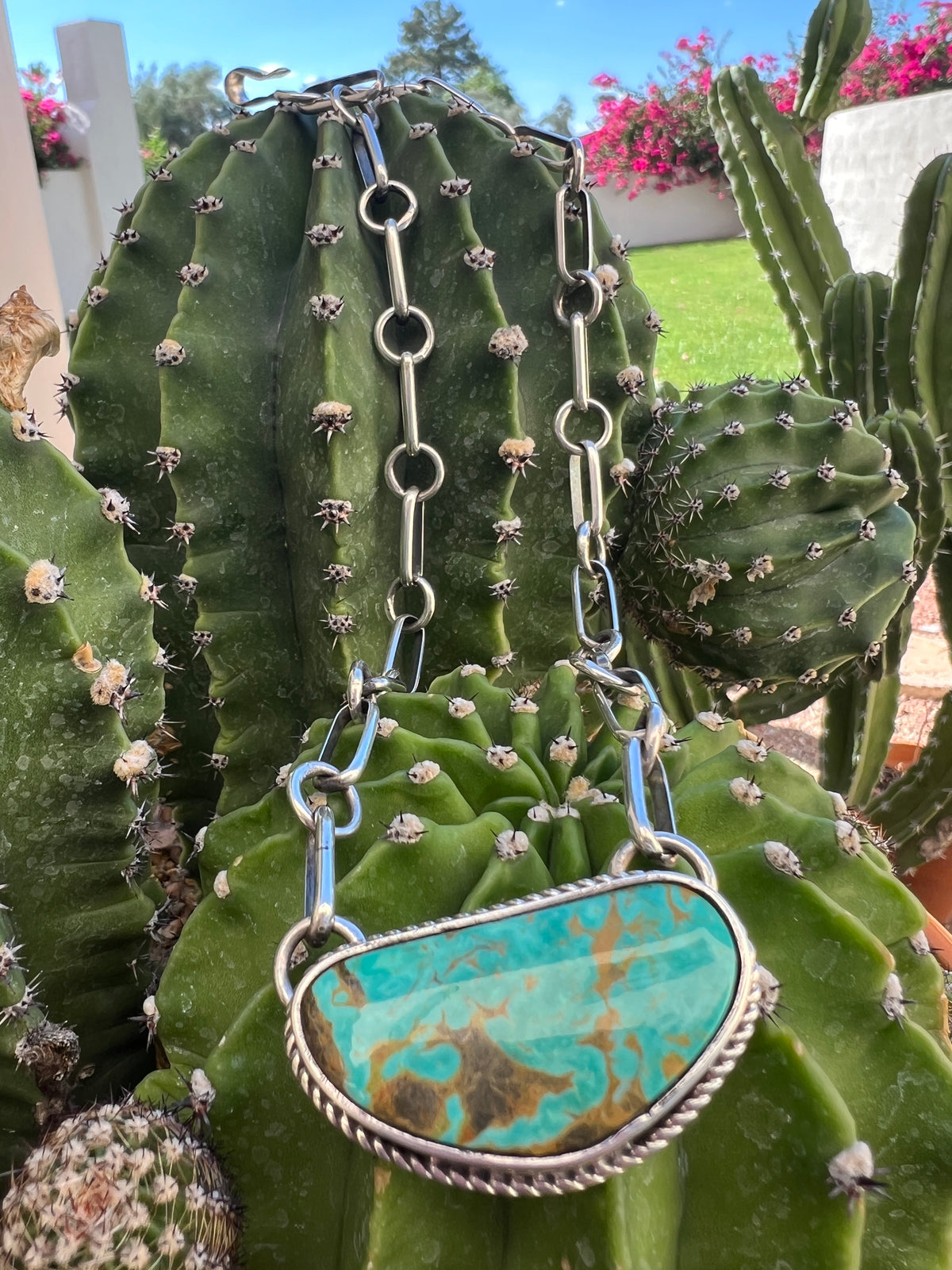 Navajo Royston Turquoise Sterling Silver Necklace
