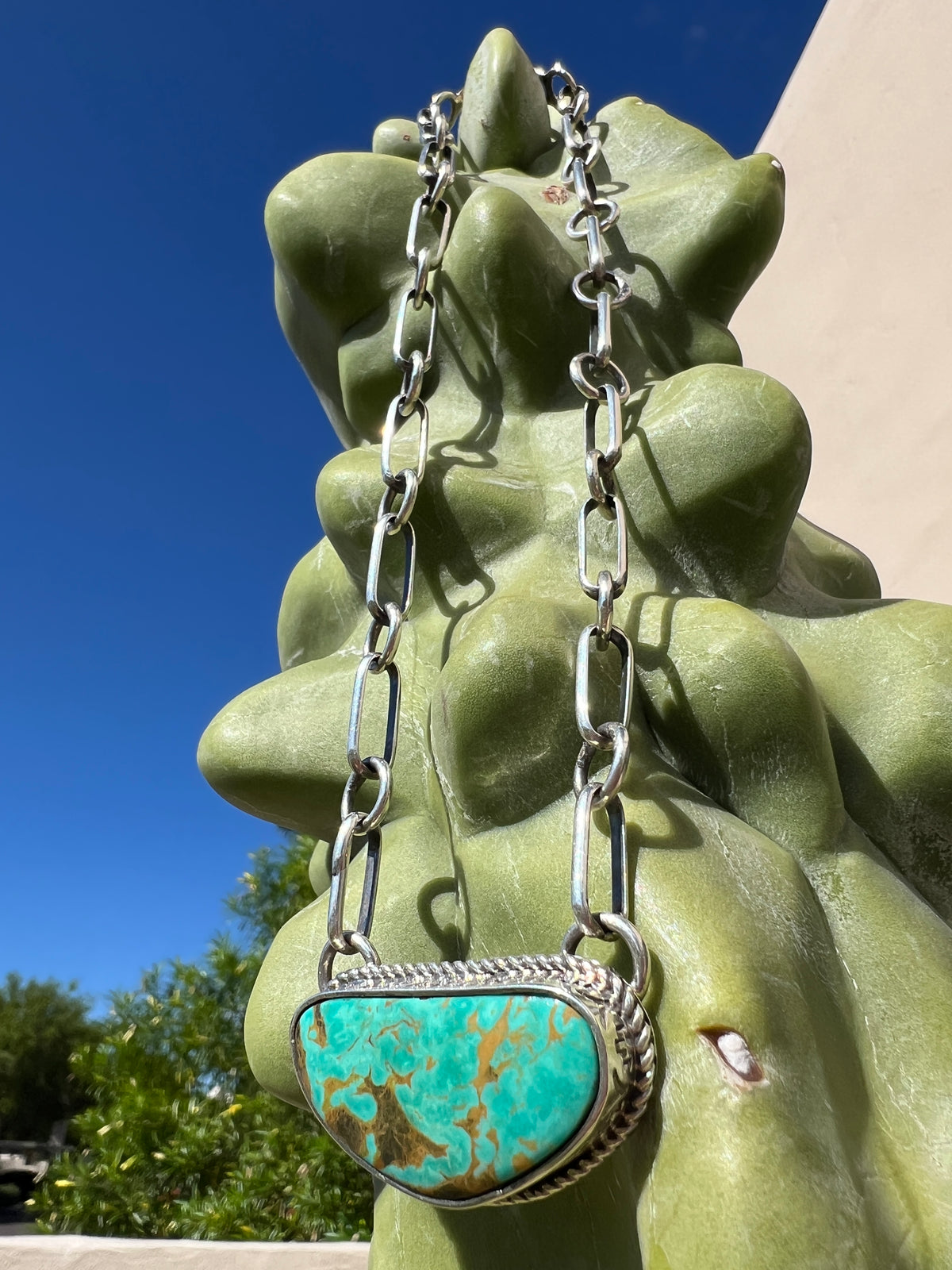 Navajo Royston Turquoise Sterling Silver Necklace