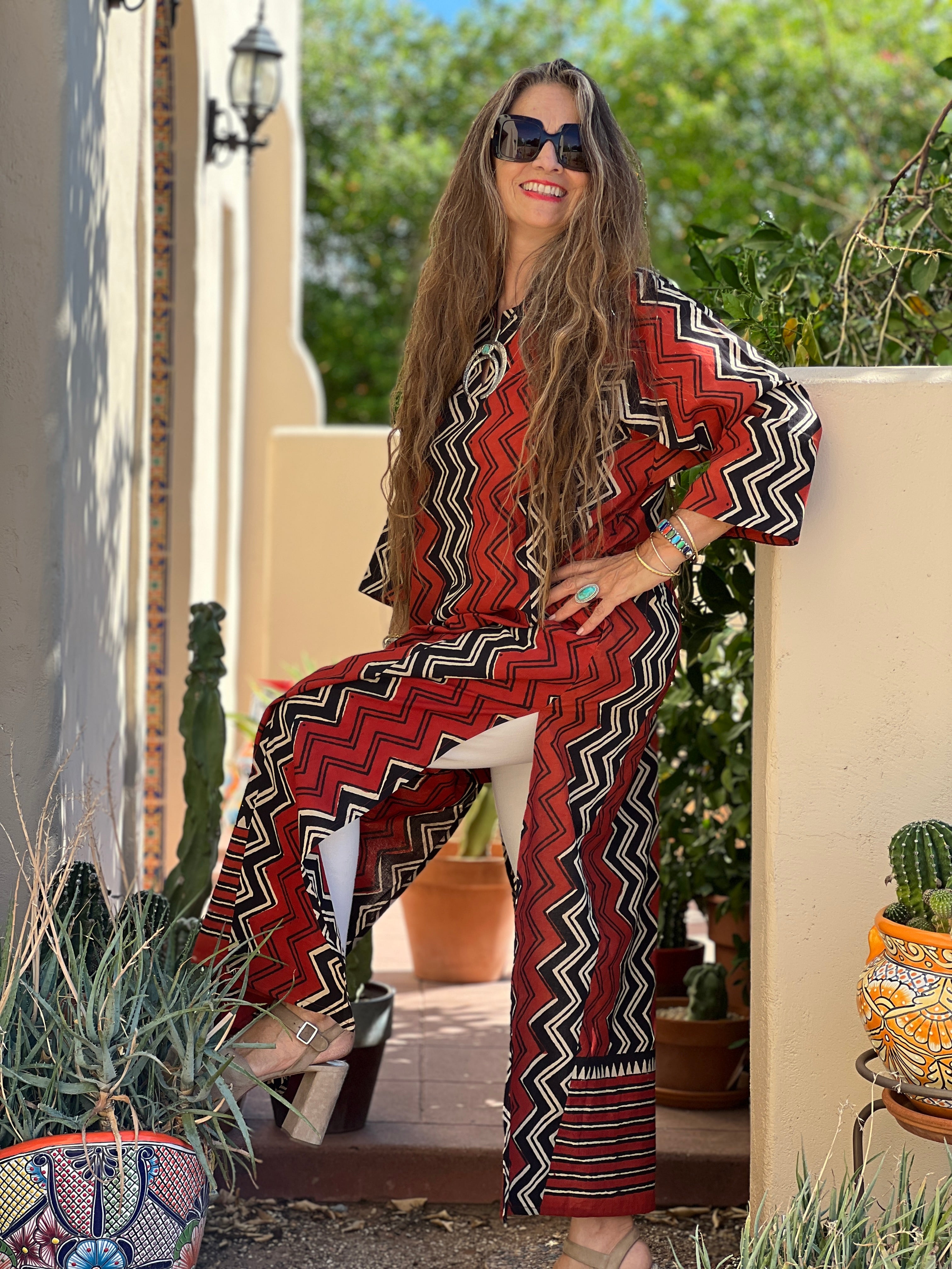 Darjeeling Maxi Cotton Tunic Dress Natural Dyes