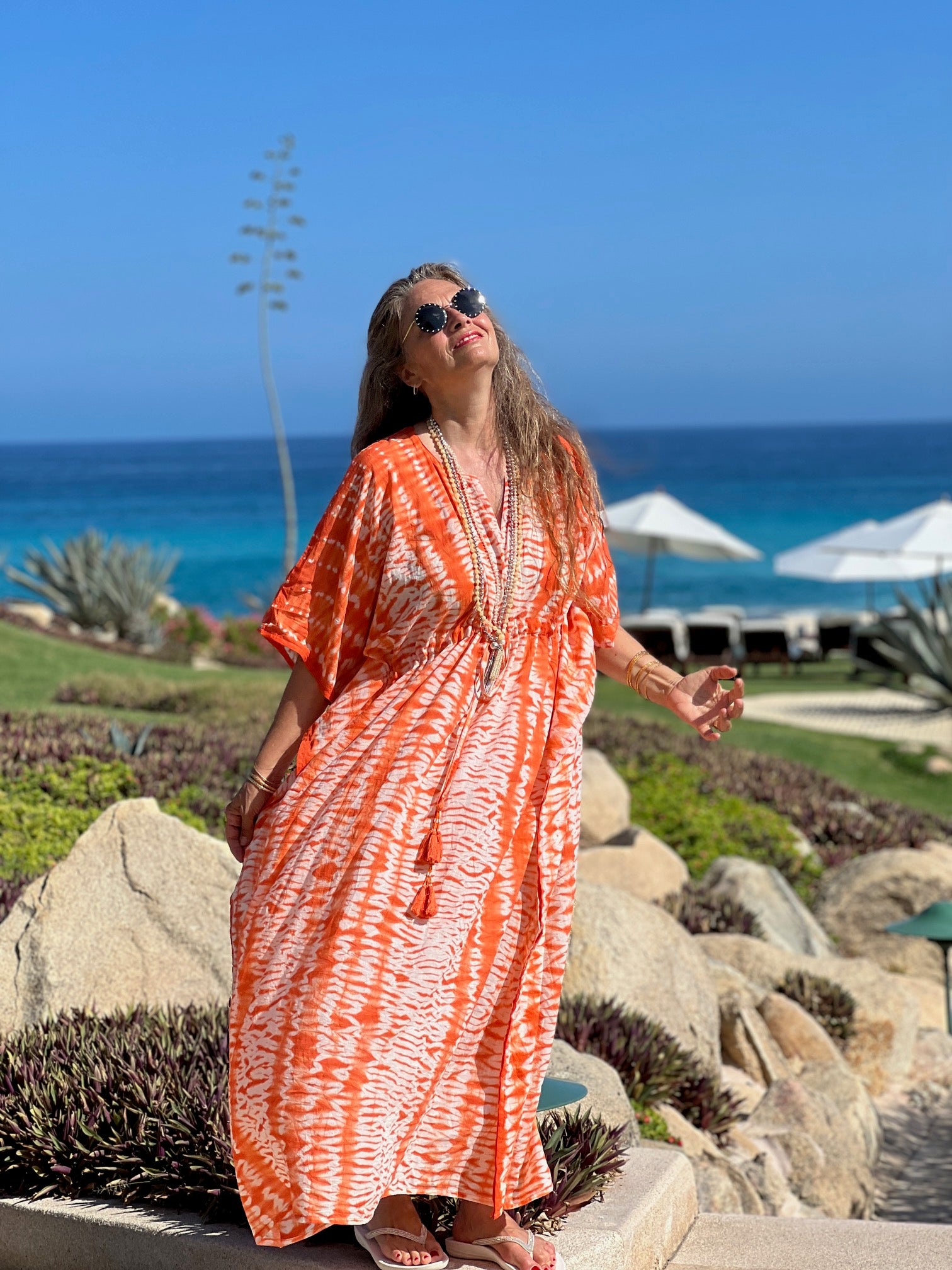 Orangina Needle Shibori Maxi Dress