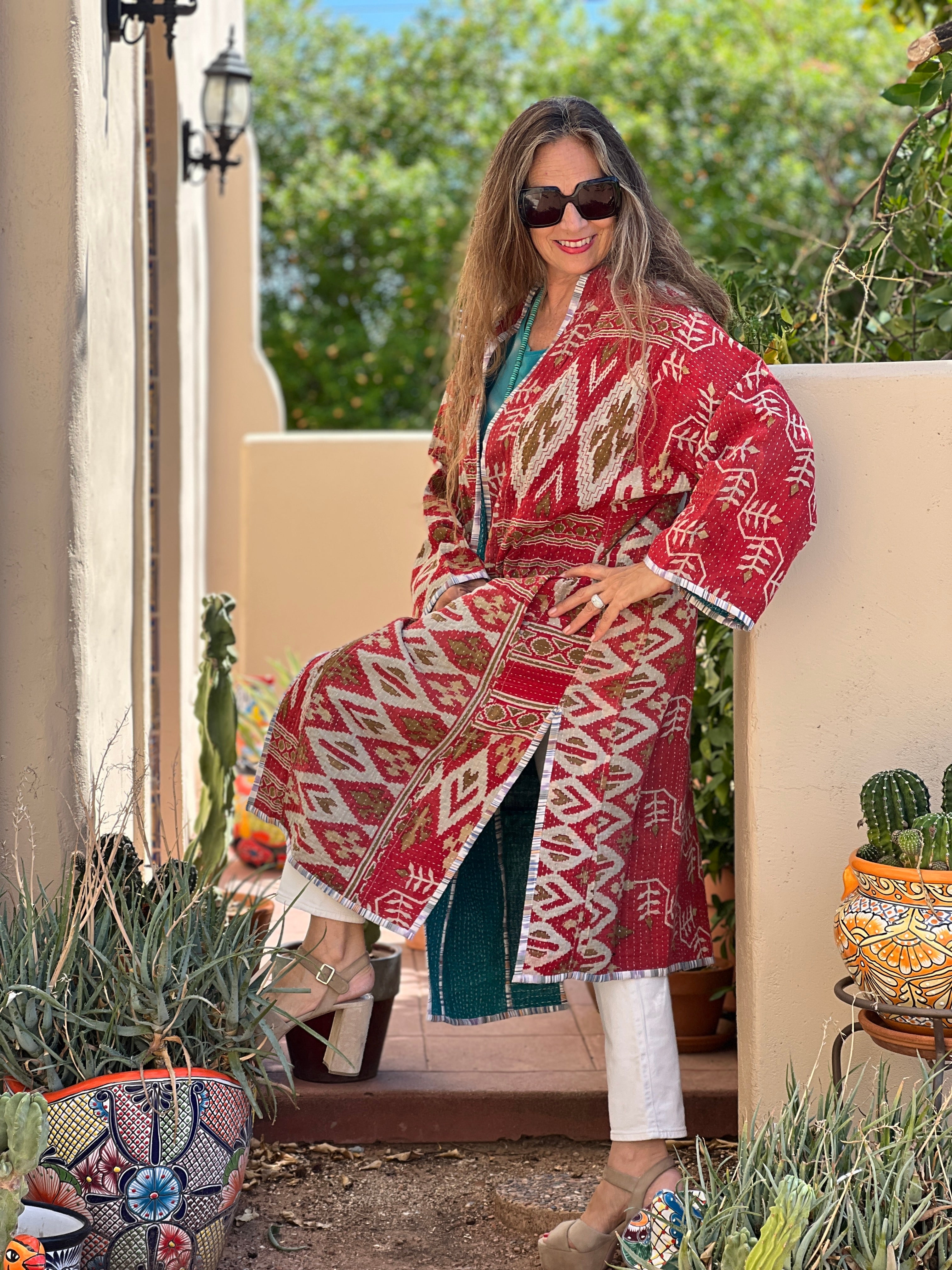 Miju Cotton Vintage Quilted Kantha Coat ONE OF KIND