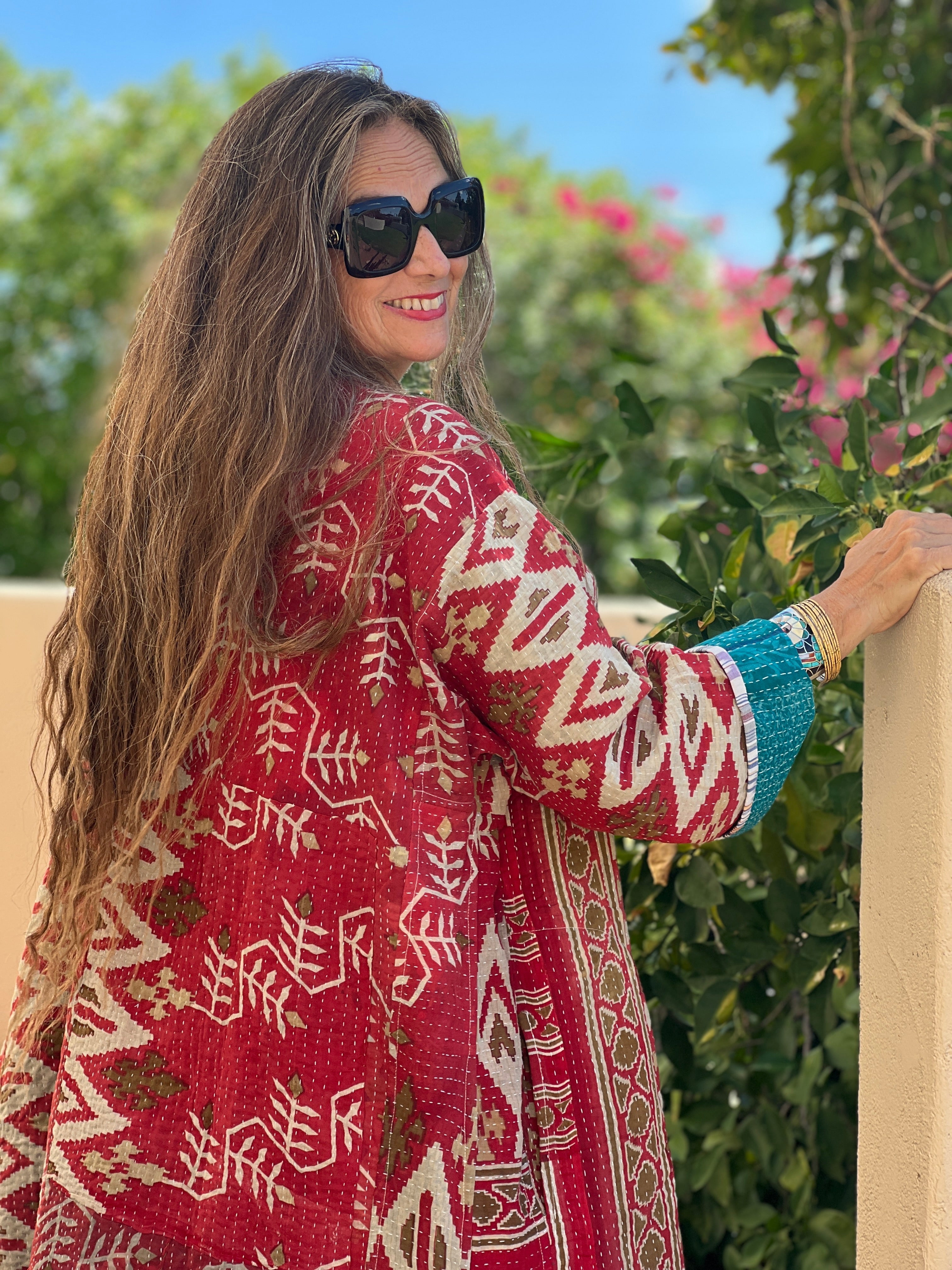 Miju Cotton Vintage Quilted Kantha Coat ONE OF KIND