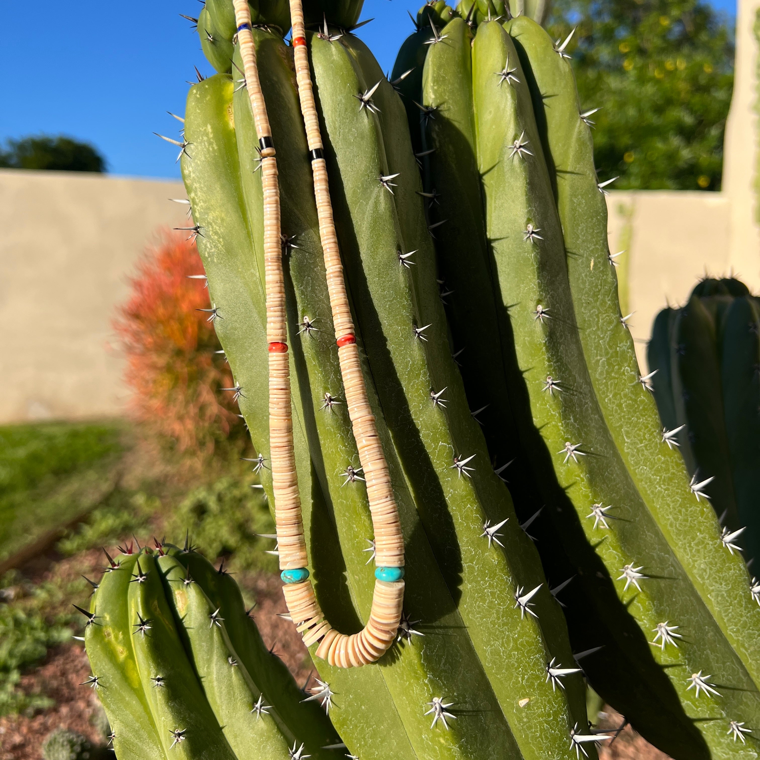 Melon Shell, Turquoise, Coral, Heishi Necklace Santo Domingo