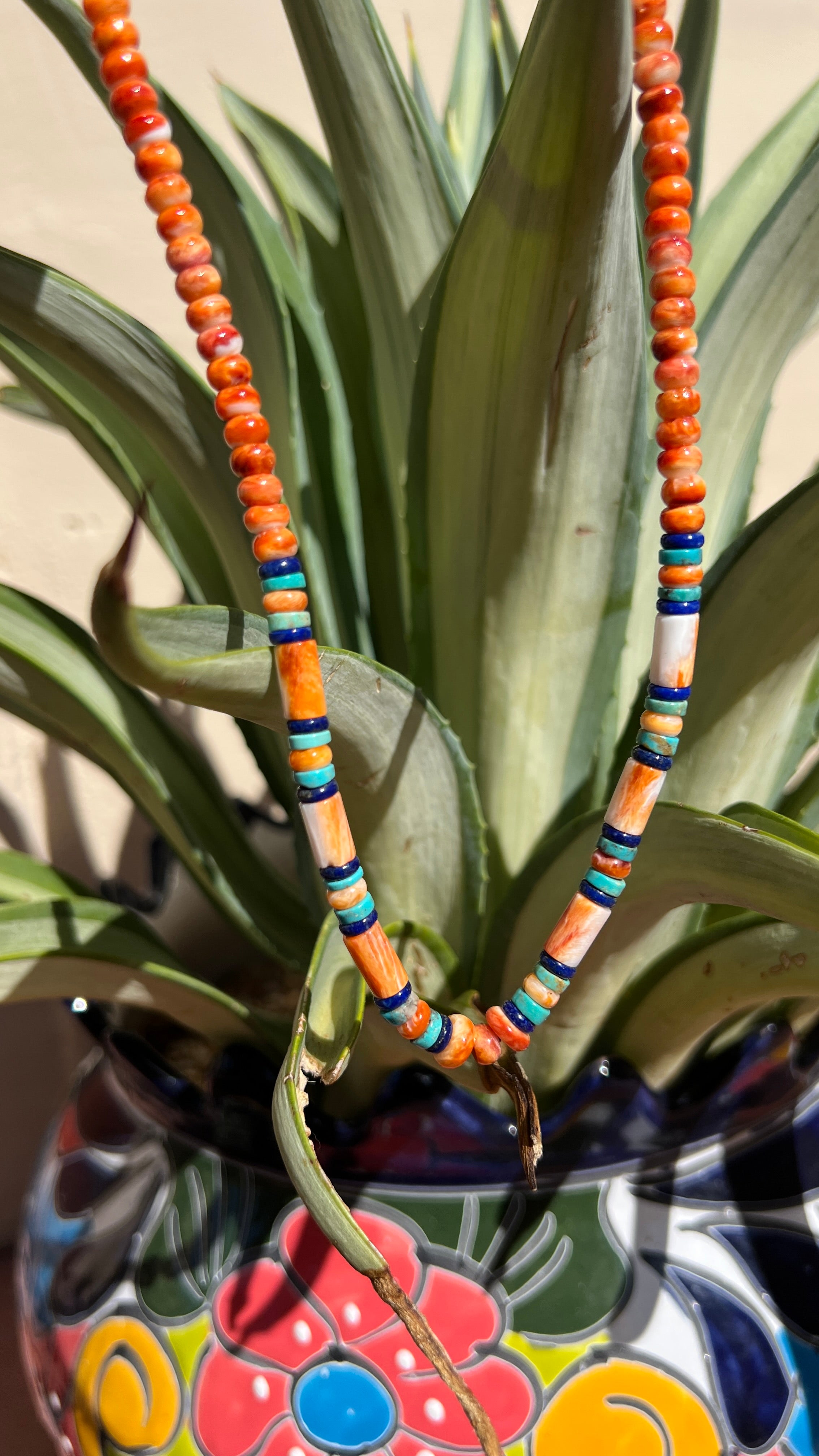 Spiny Oyster, Turquoise, and Lapis Necklace Santo Domingo
