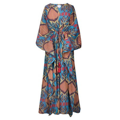 Santa Margherita Ikat Maxi Kaftan Dress Handwoven