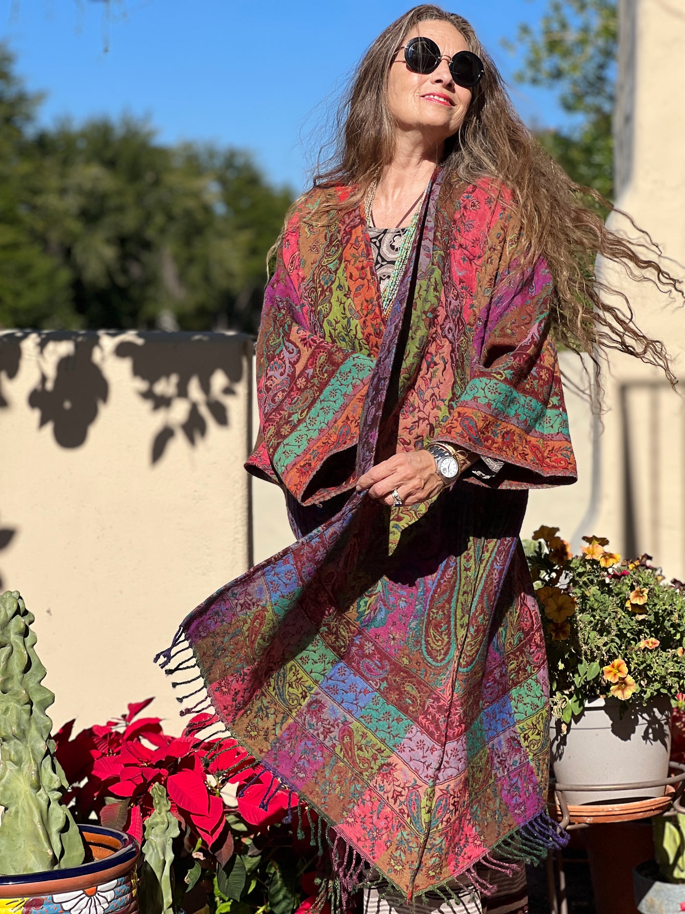 Paola Paisley Boiled Wool Kimono Coat