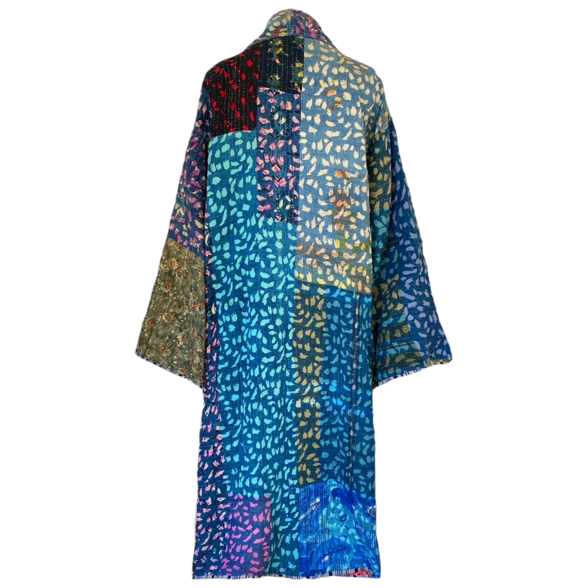 Bhumi Indigo Cotton Vintage Quilted Kantha Coat ONE OF KIND