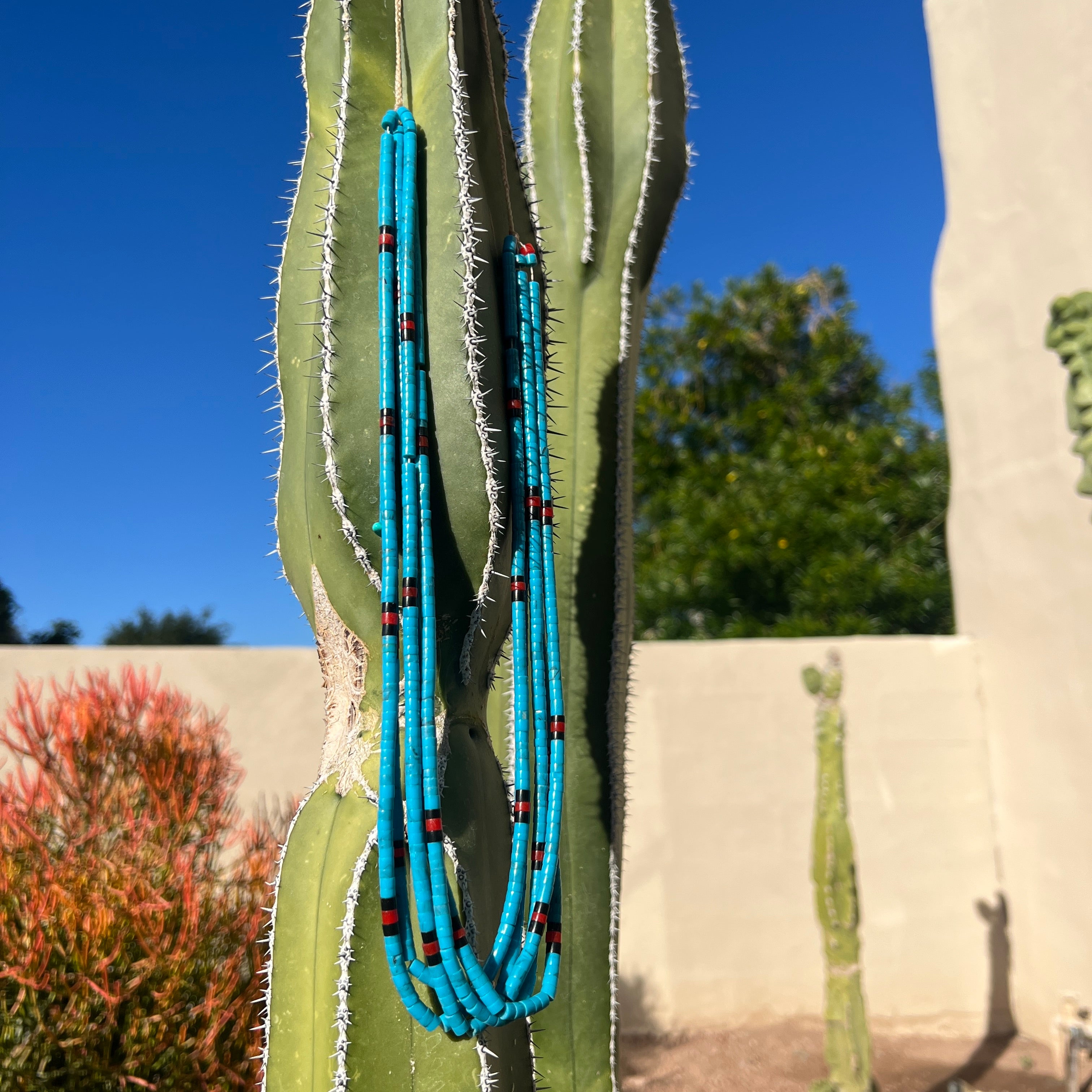 Turquoise, Coral, and Black Jet Necklace Santo Domingo
