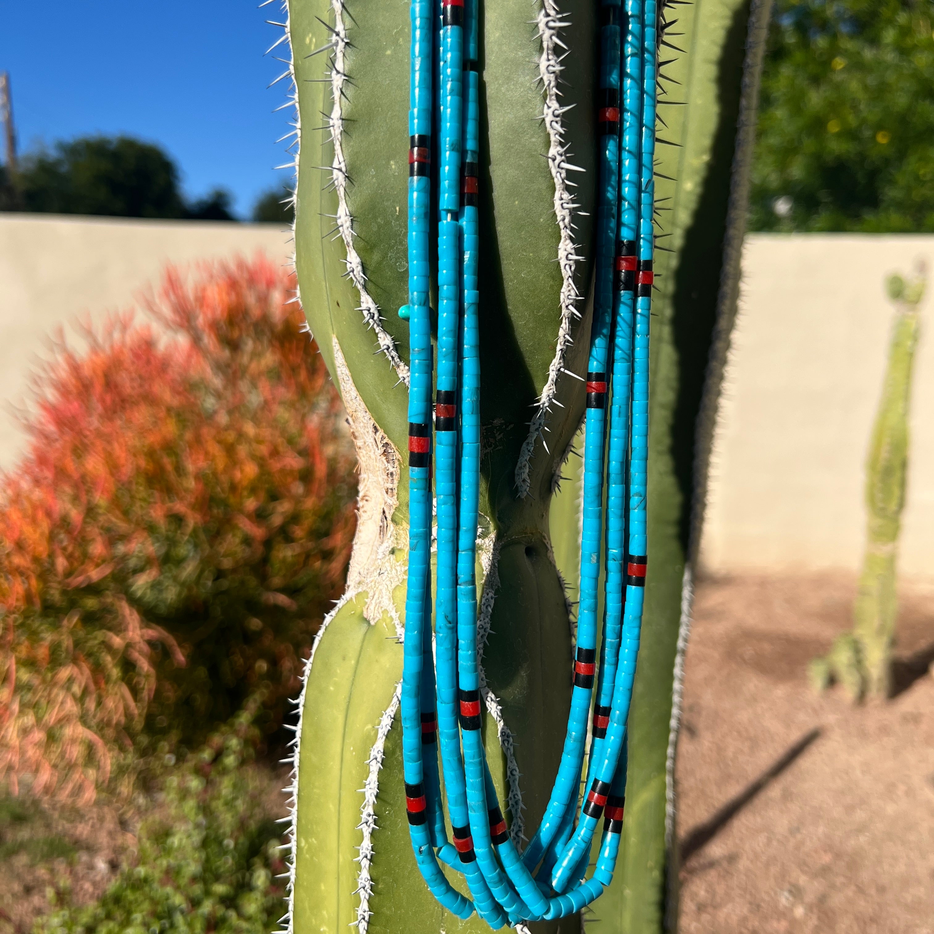 Turquoise, Coral, and Black Jet Necklace Santo Domingo