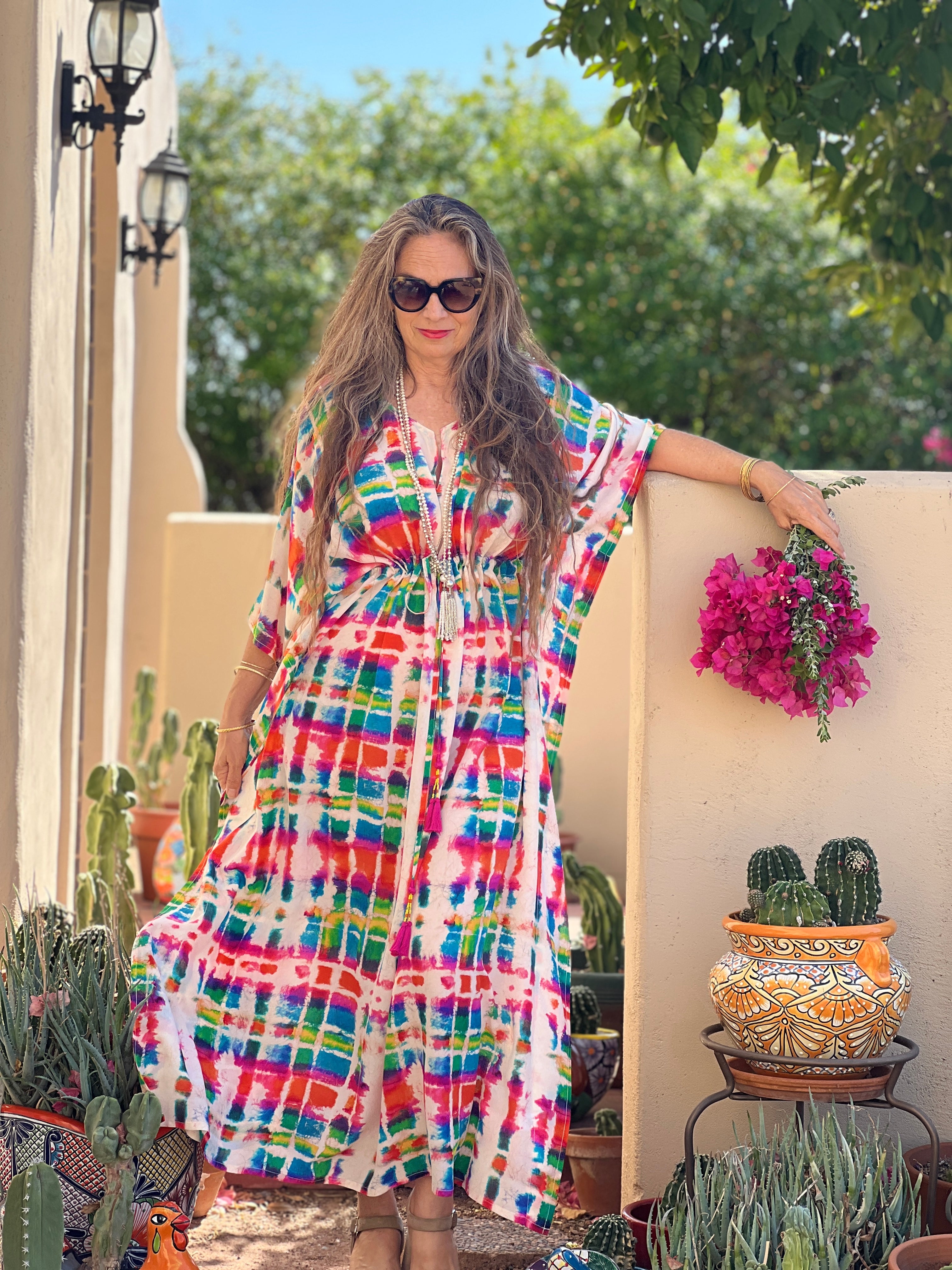 Allegria Italian Silk Maxi Kaftan Dress