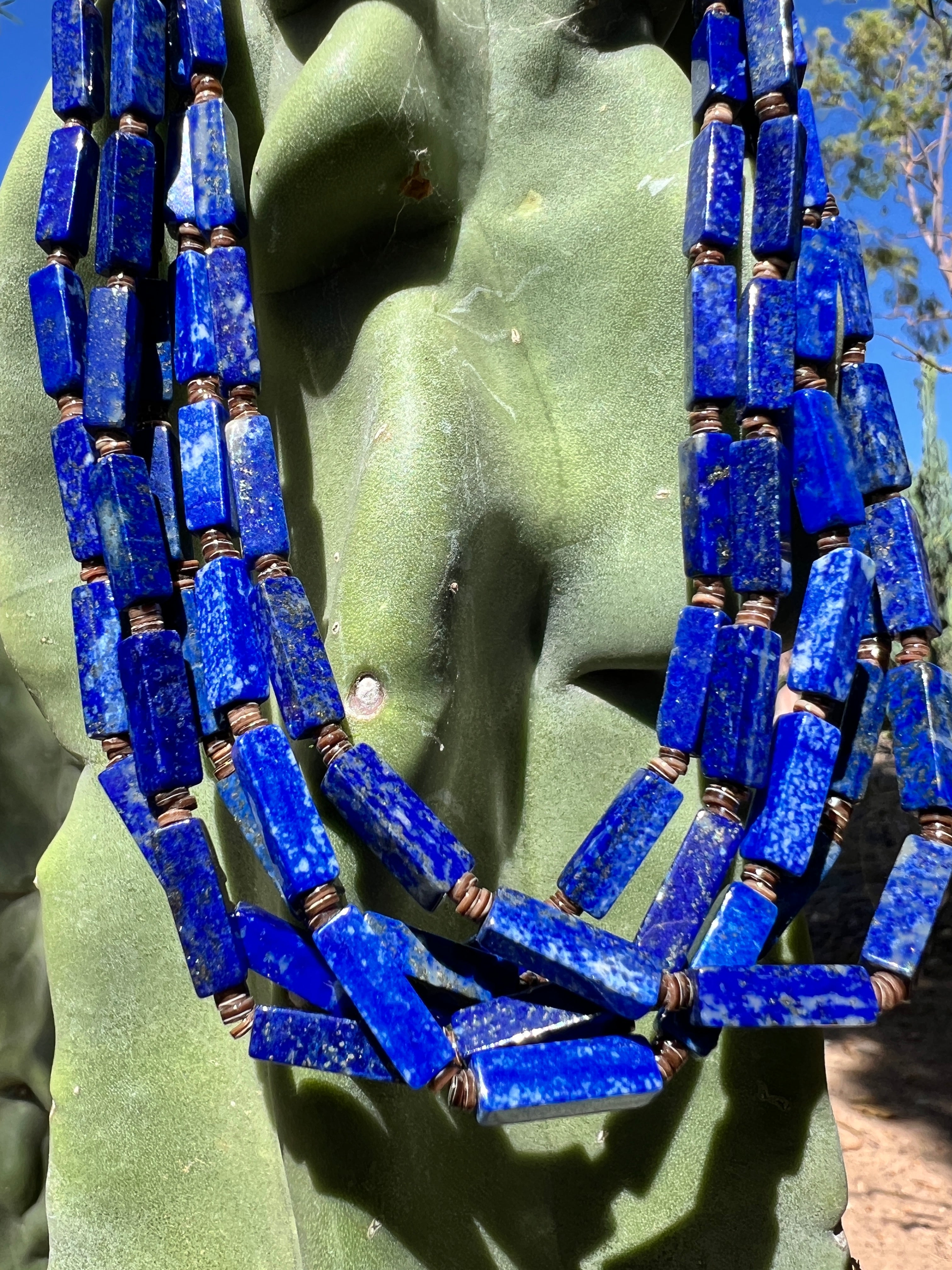 Lapis and Heishi Five Strand Santo Domingo Necklace