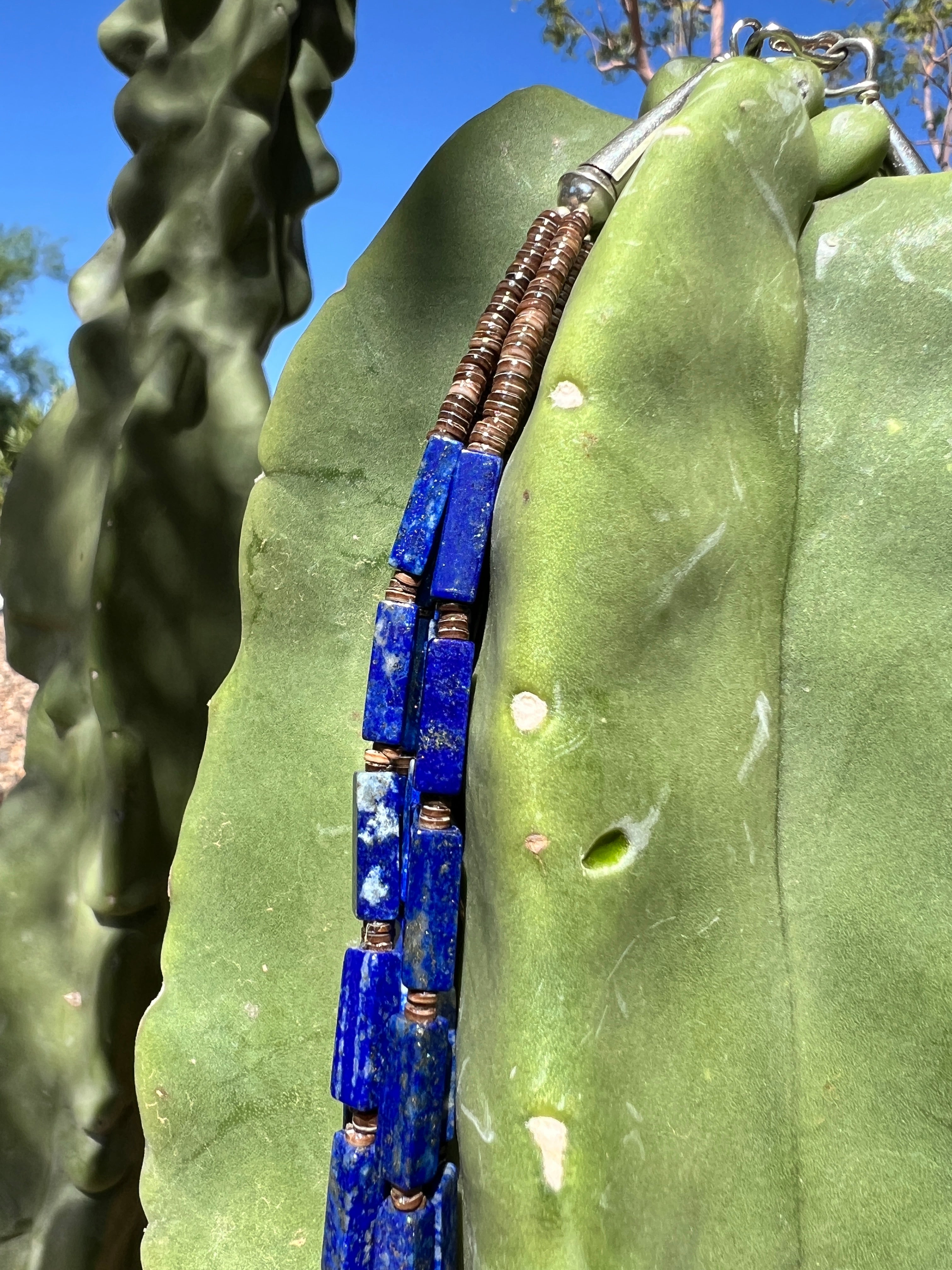 Lapis and Heishi Five Strand Santo Domingo Necklace