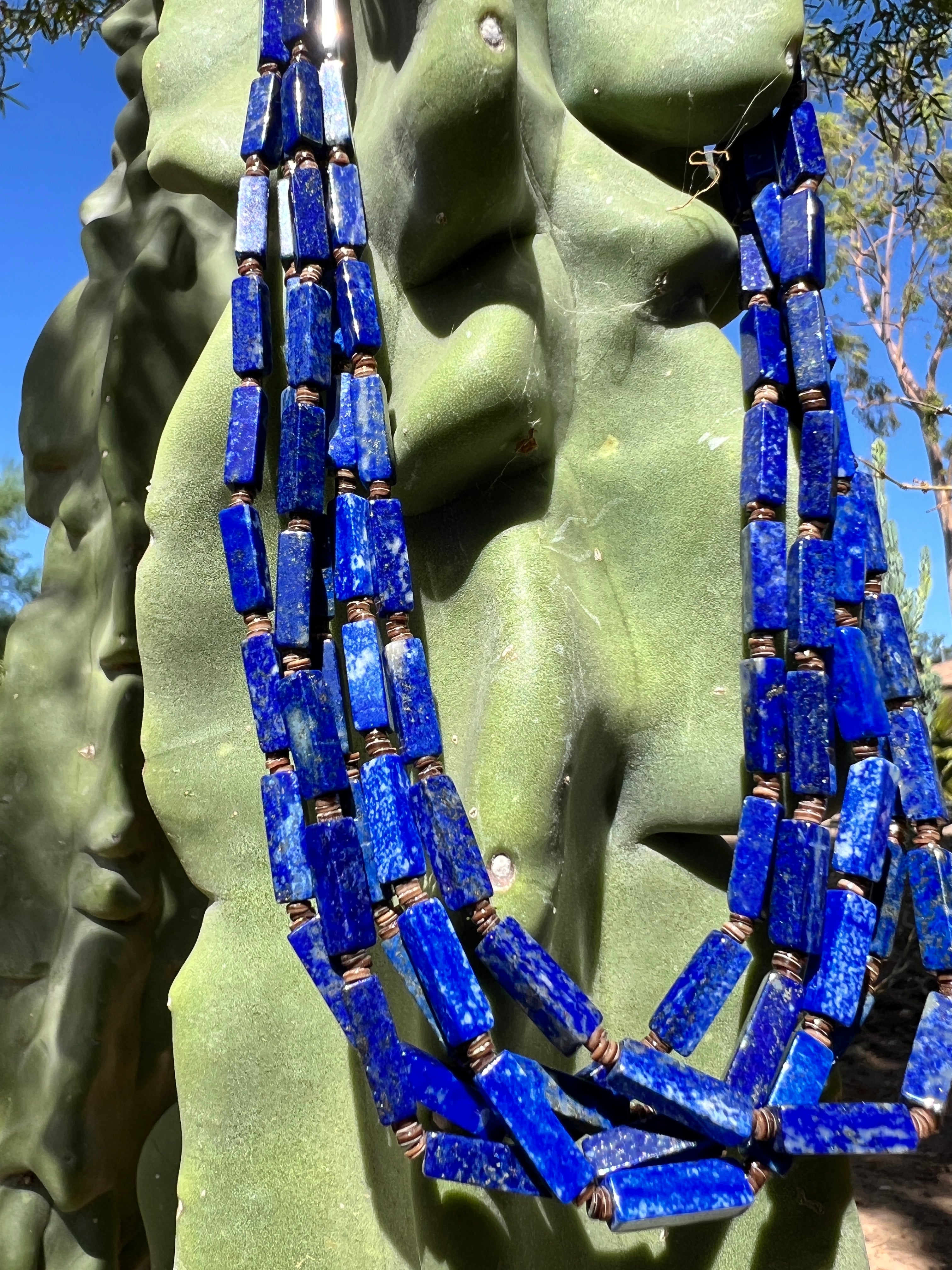 Lapis and Heishi Five Strand Santo Domingo Necklace