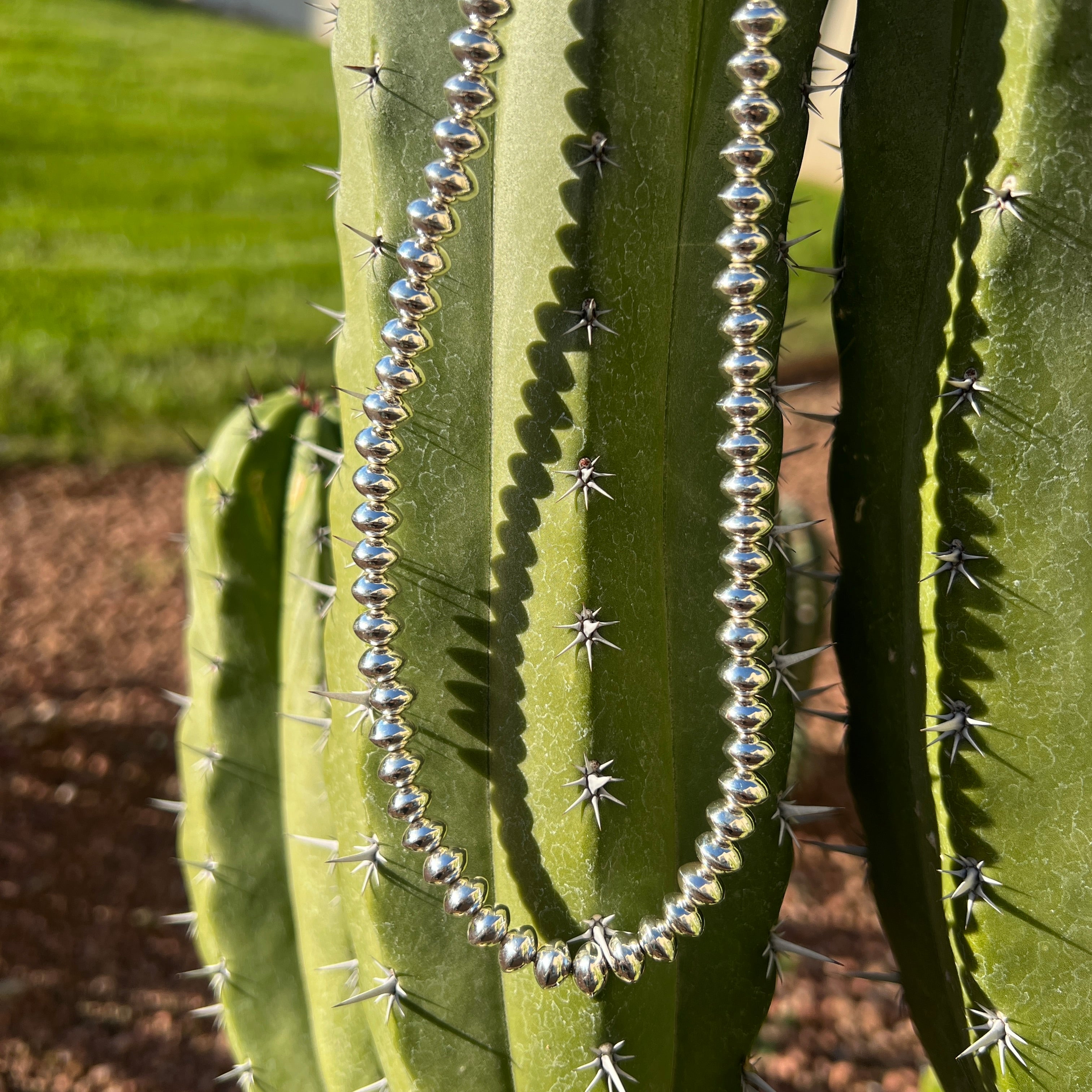 Sterling Sliver Hand Made Navajo Pearls 24"