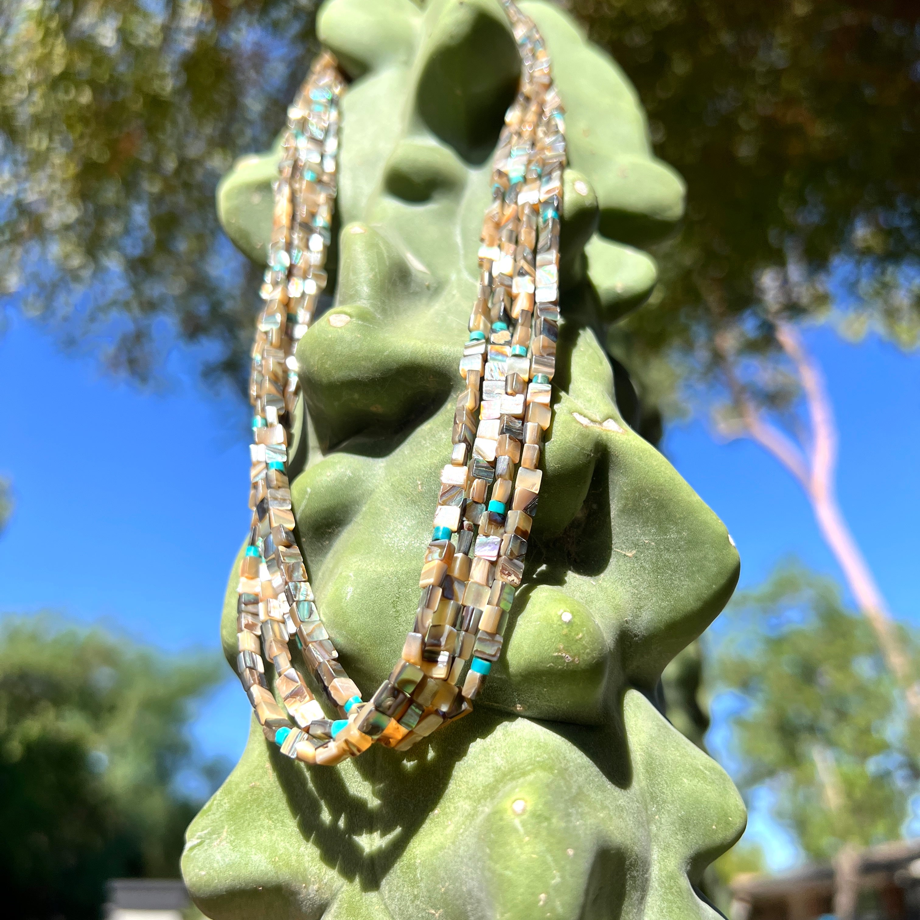 Abalone, Turquoise, and Heishi Shell Santo Domingo Necklace
