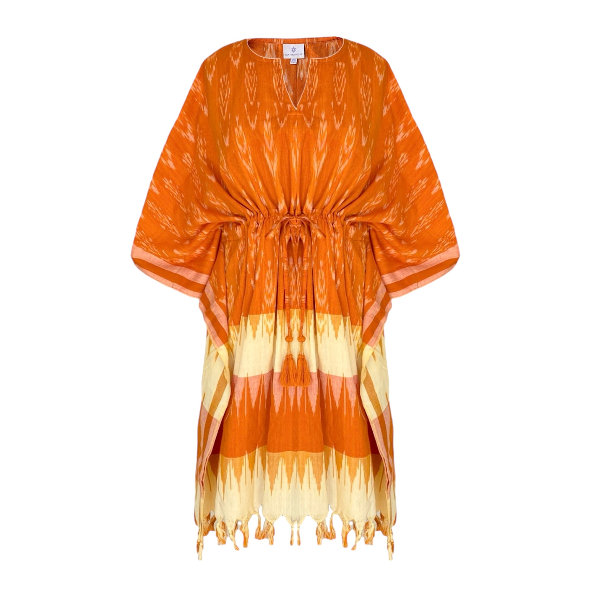 Roswell Cotton Ikat Kaftan Dress Handwoven One Left