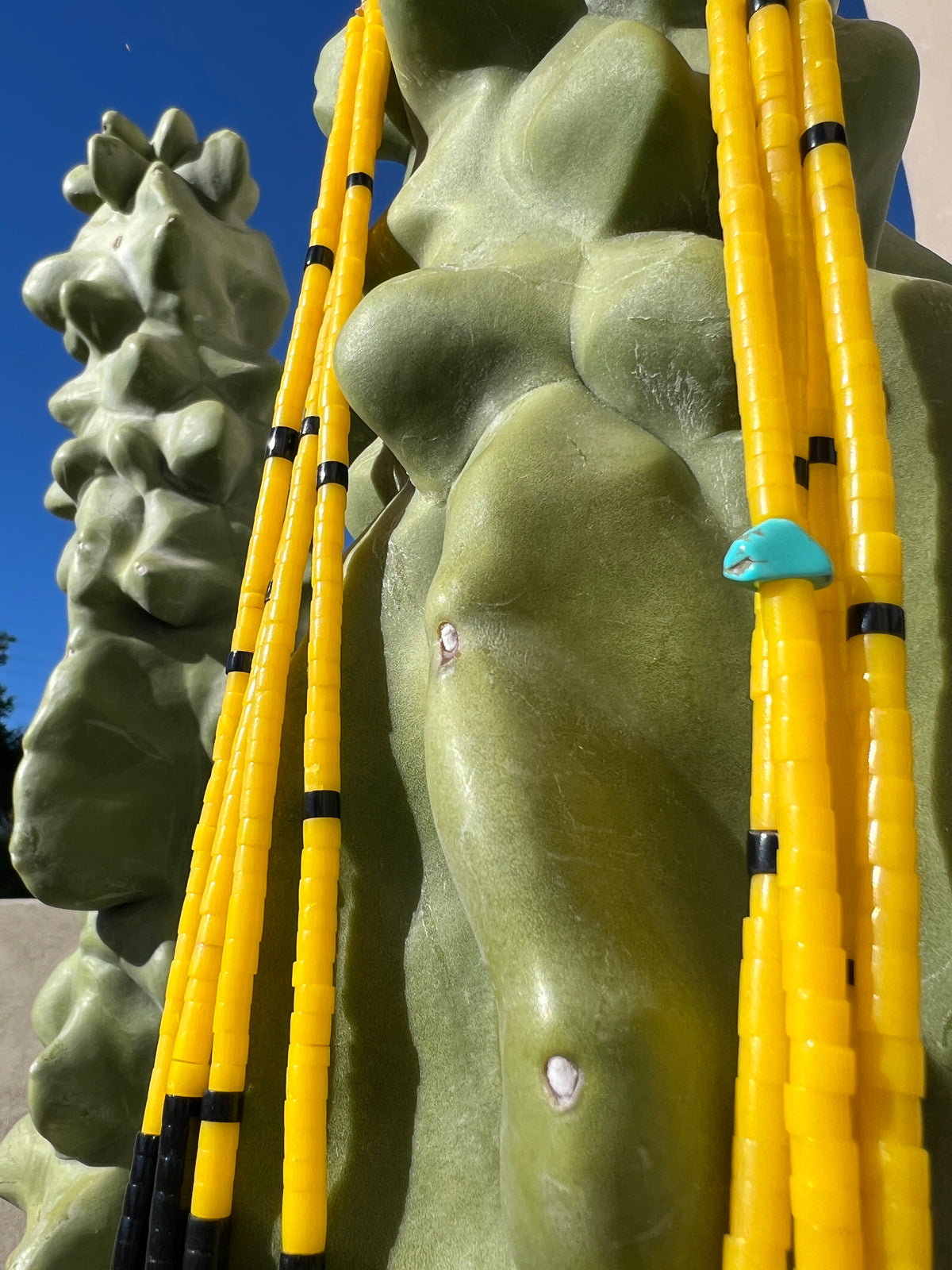 Yellow Serpentine, Black Jet  Necklace Santo Domingo
