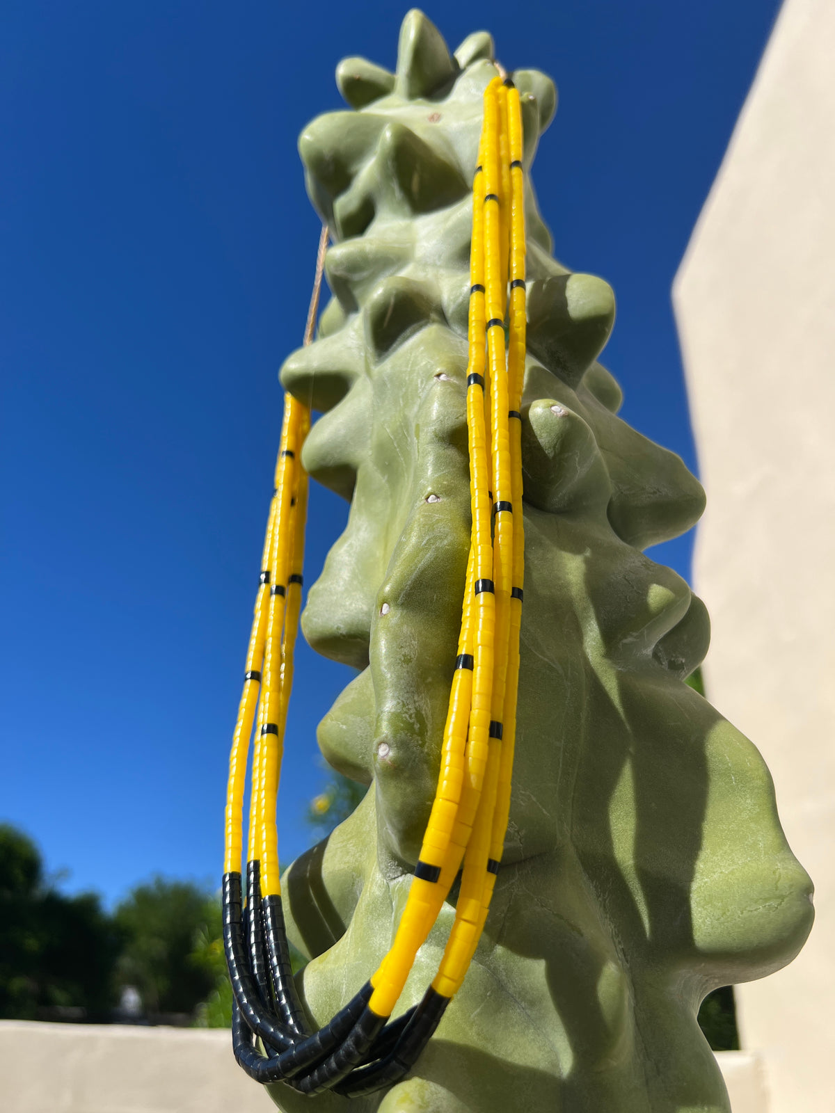 Yellow Serpentine, Black Jet  Necklace Santo Domingo