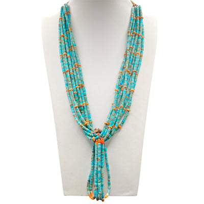 Royston Turquoise and Spiny Oyster Jacla Necklace Santo Domingo