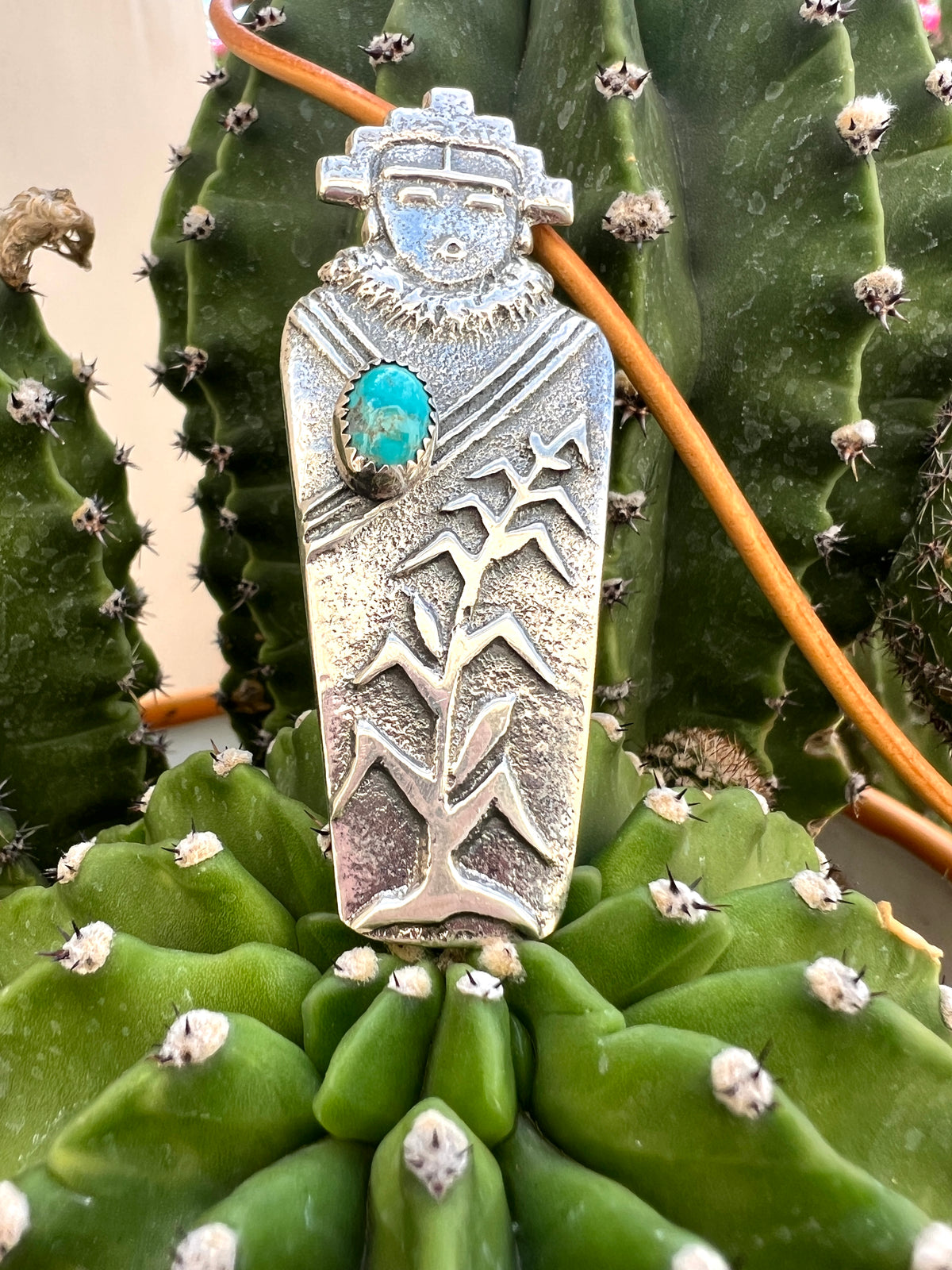 Navajo Silver and Sleeping Beauty Turquoise Corn Maiden Necklace