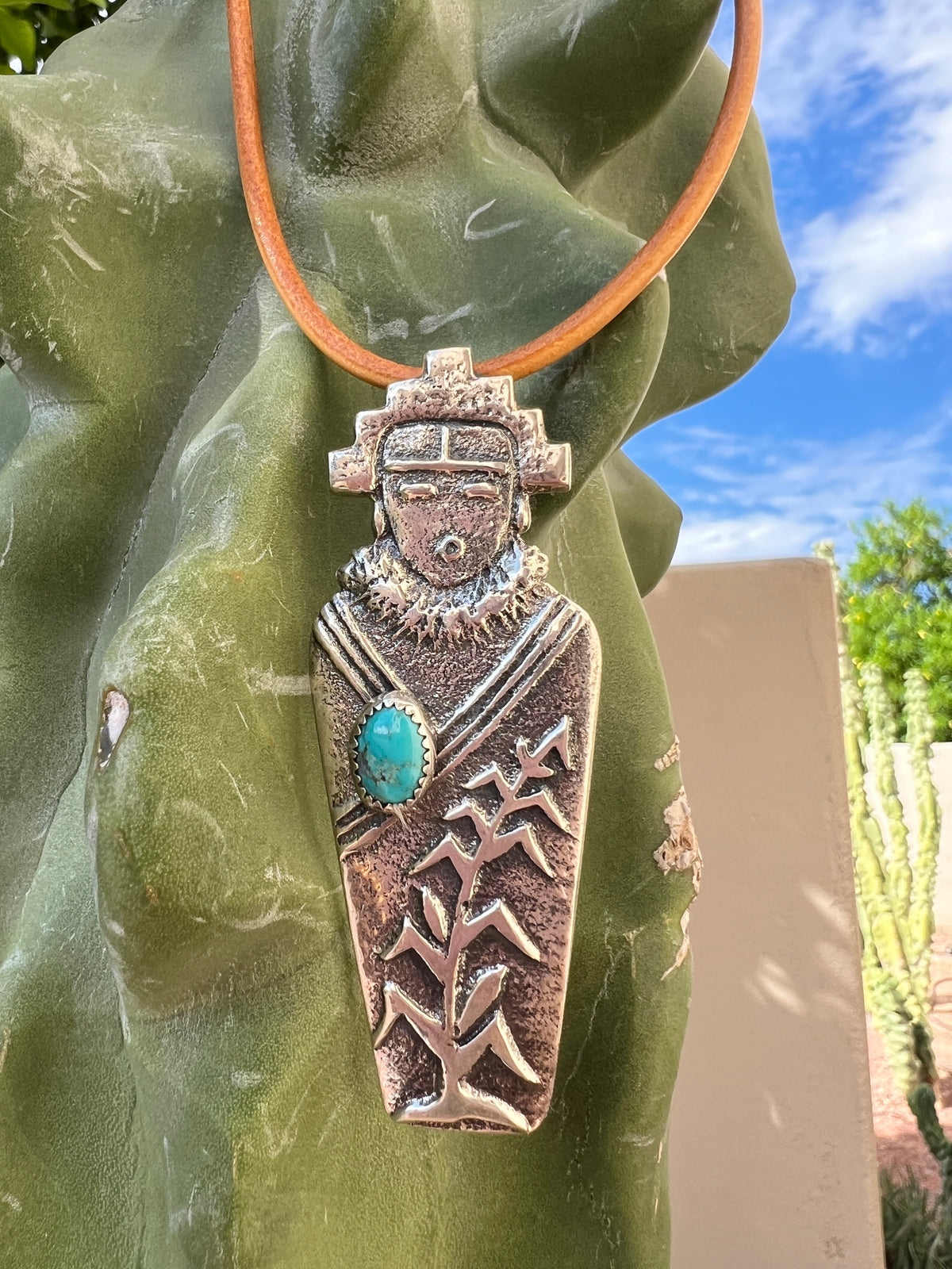 Navajo Silver and Sleeping Beauty Turquoise Corn Maiden Necklace