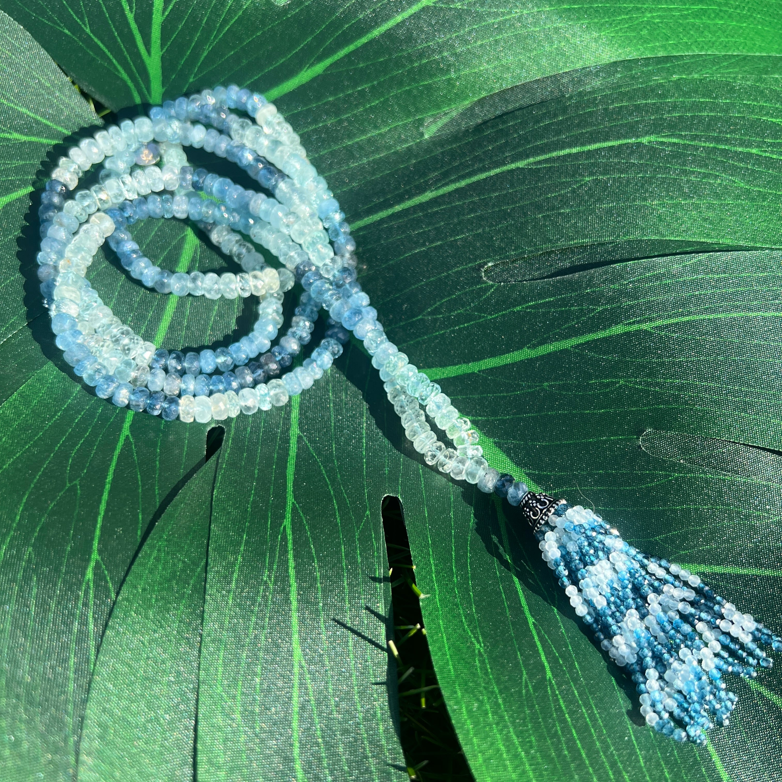 Faceted Aquamarine Mala Necklace