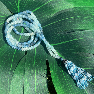 Faceted Aquamarine Mala Necklace