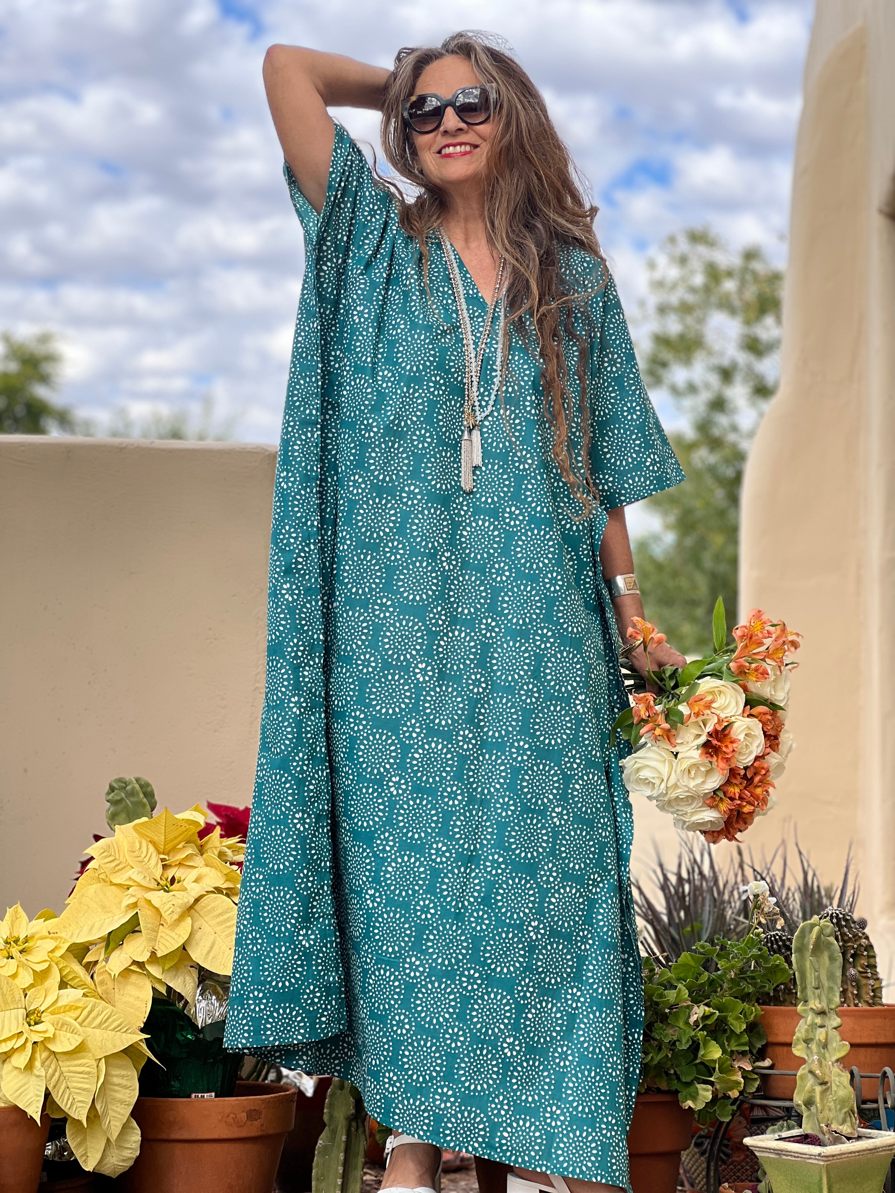 Teal Ronnie Pax Relax Kaftan