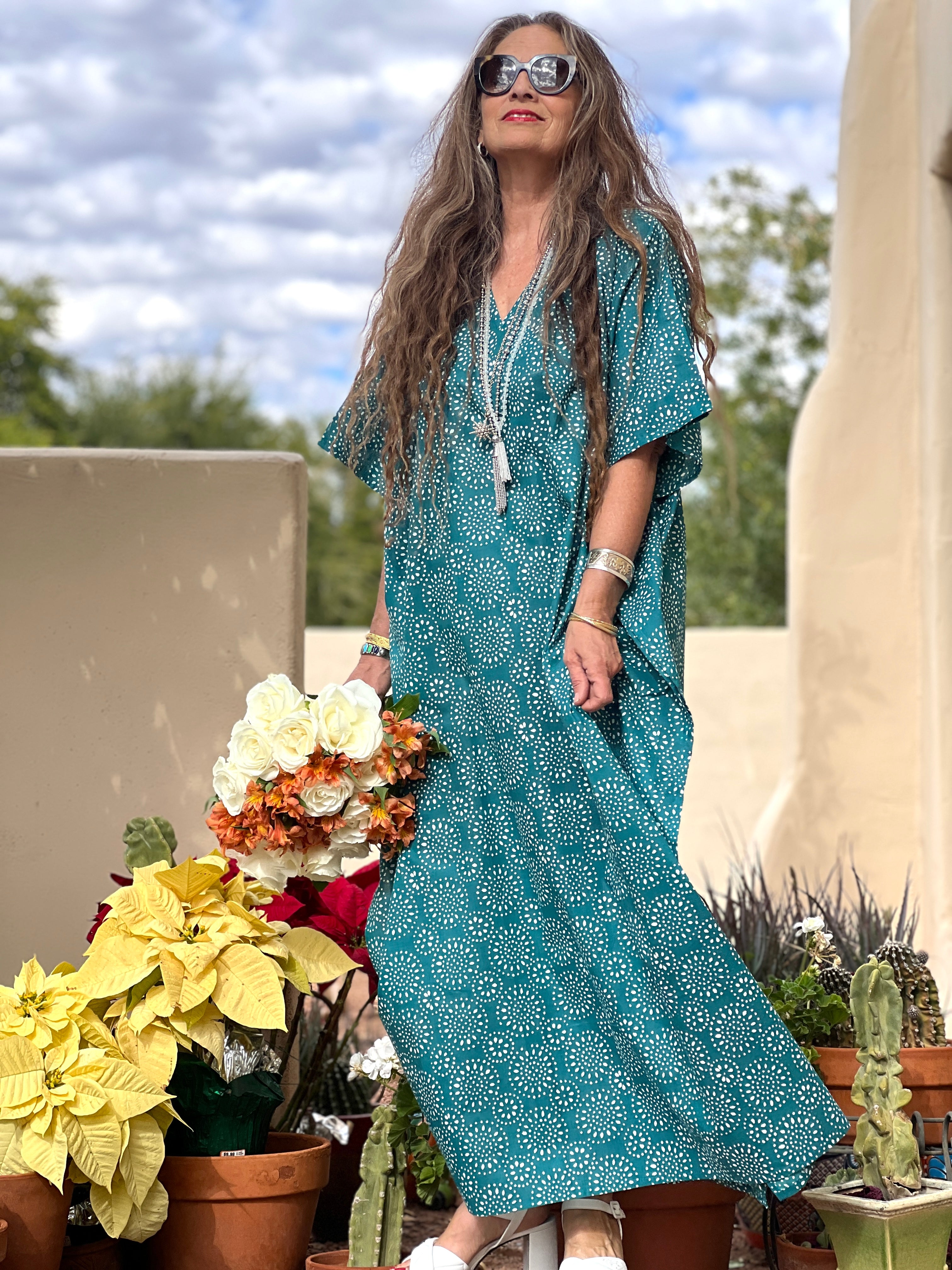 Teal Ronnie Pax Relax Kaftan