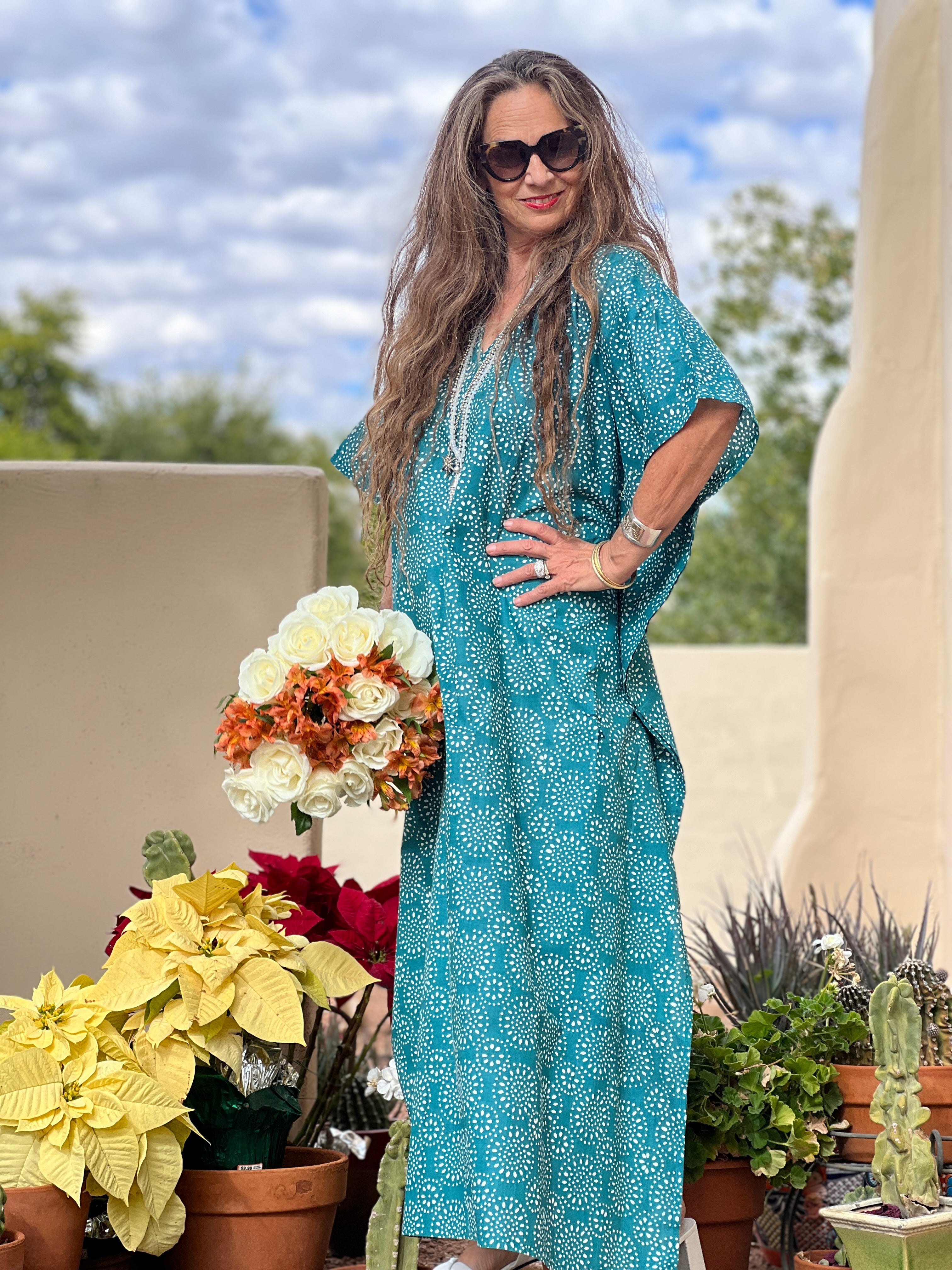 Teal Ronnie Pax Relax Kaftan