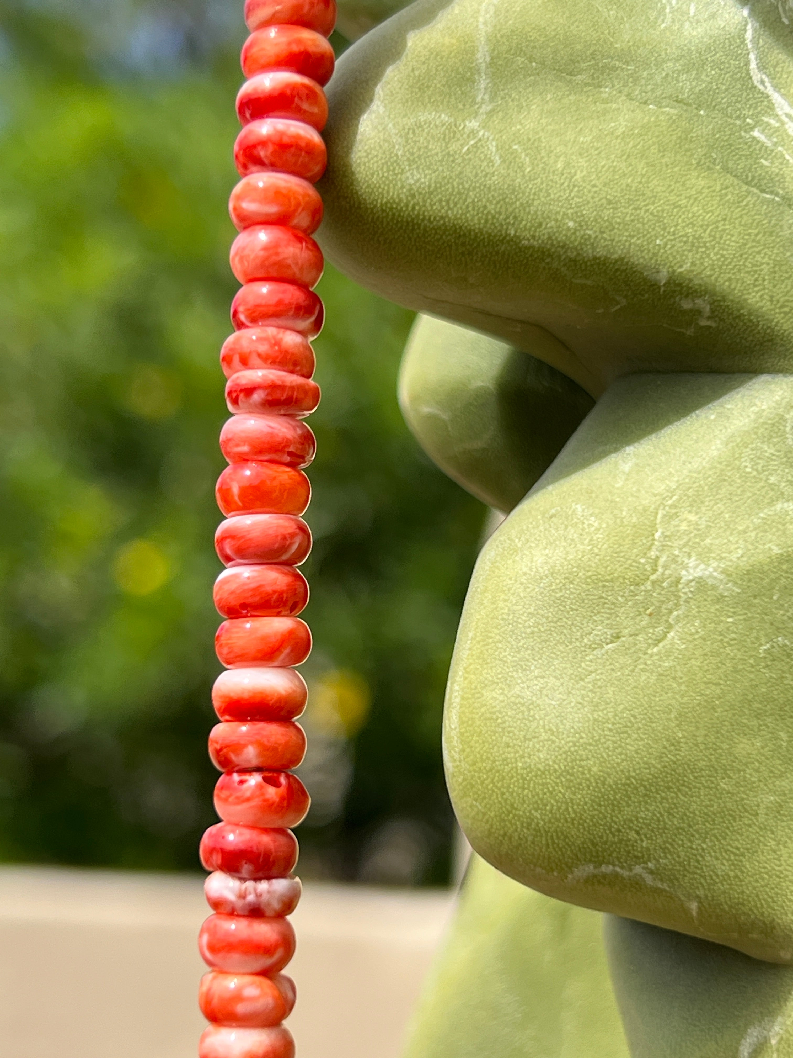 Rare Red Spiny Oyster and Heishi Santo Domingo Necklace
