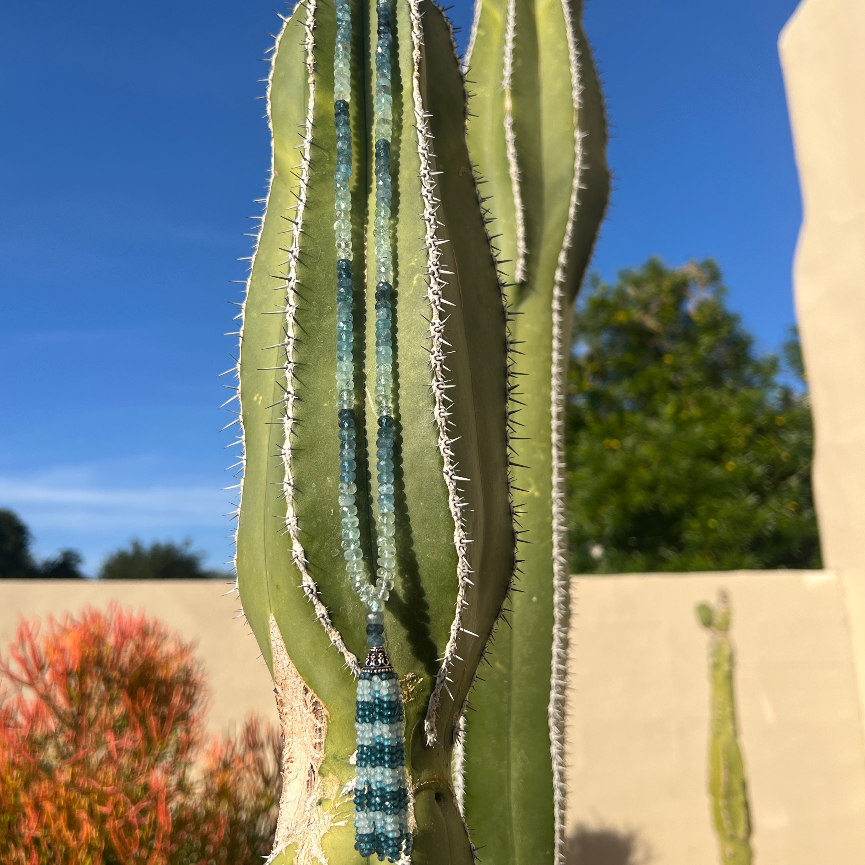 Faceted Aquamarine Mala Necklace