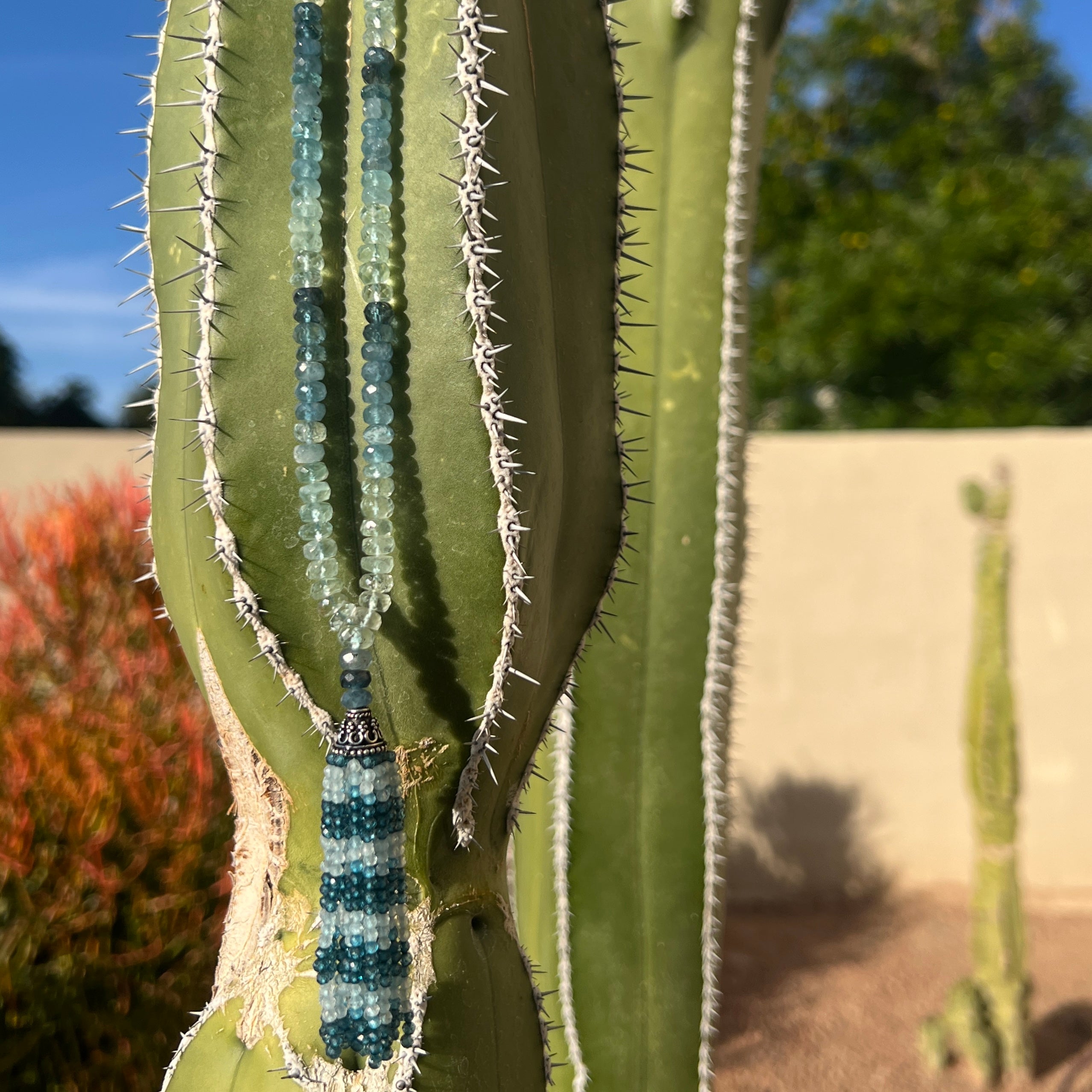 Faceted Aquamarine Mala Necklace