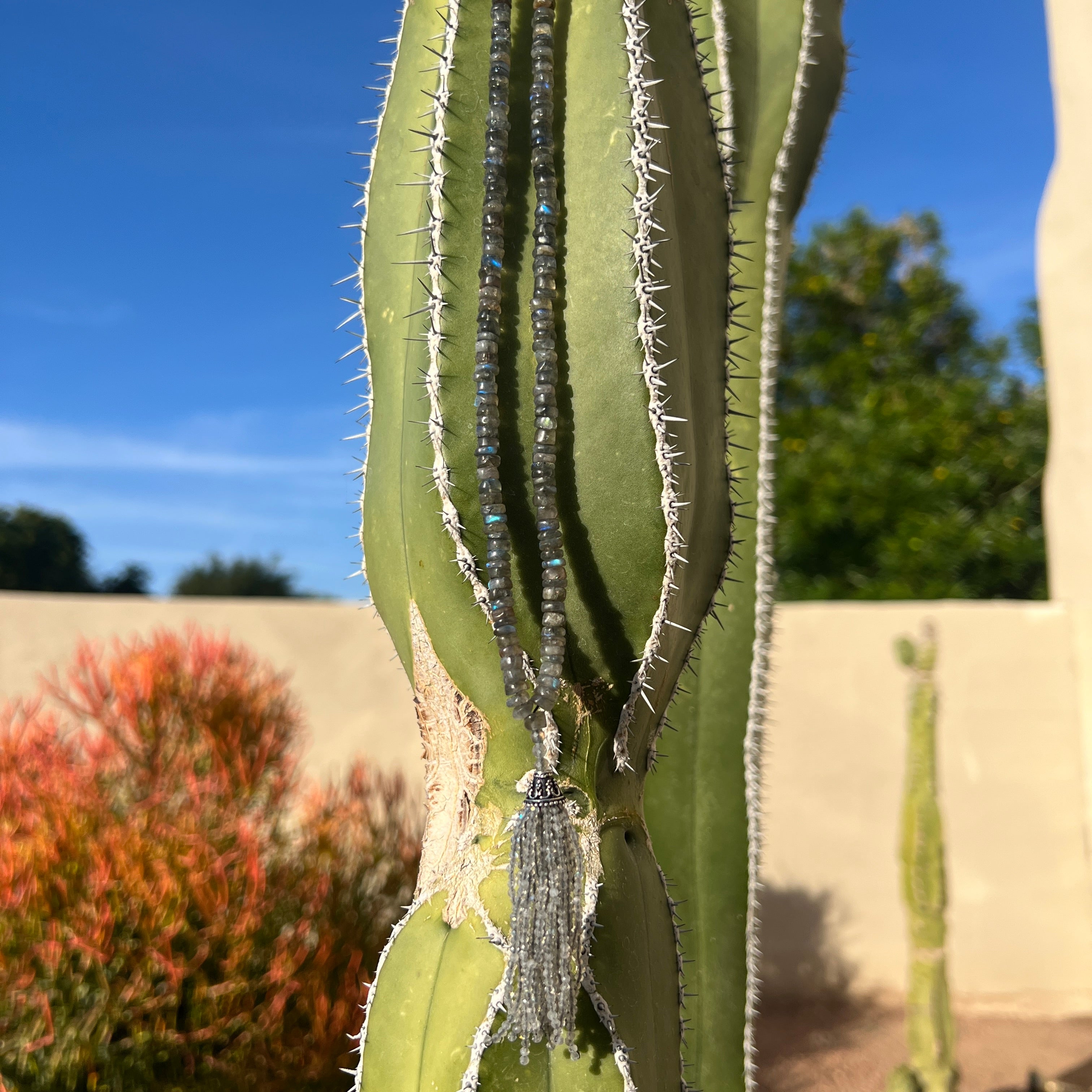 Luminous Labradorite Tassel Mala Necklace