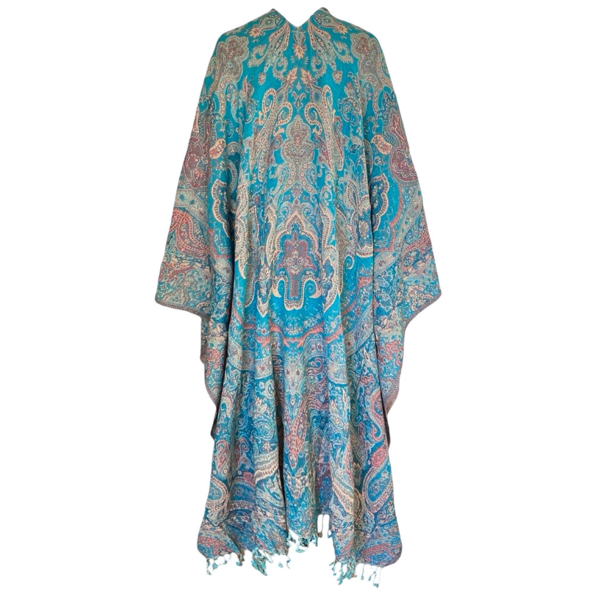 Tempting Turquoise Boiled Wool Poncho