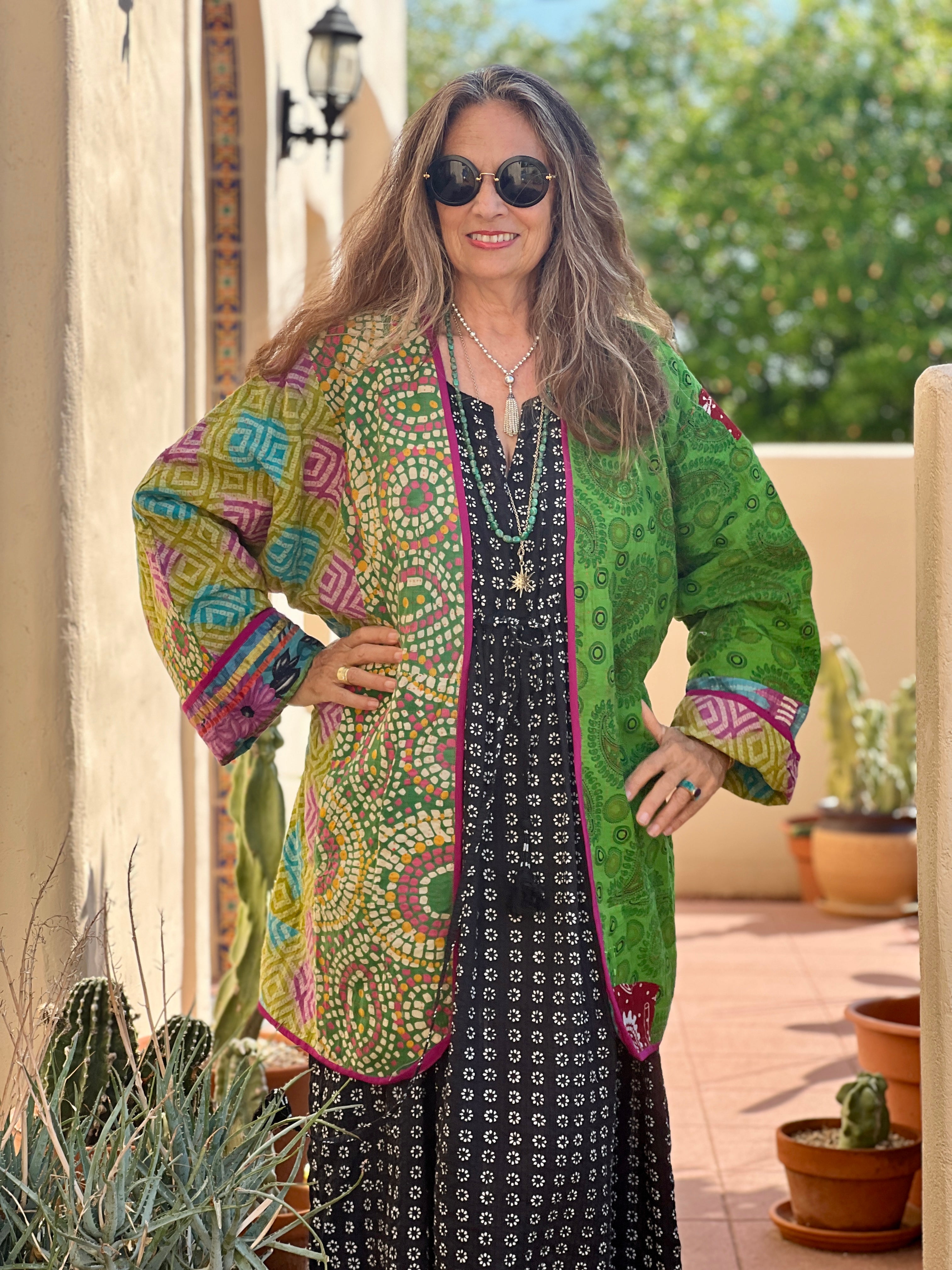 Marakata Cotton Kantha Coat One of a Kind