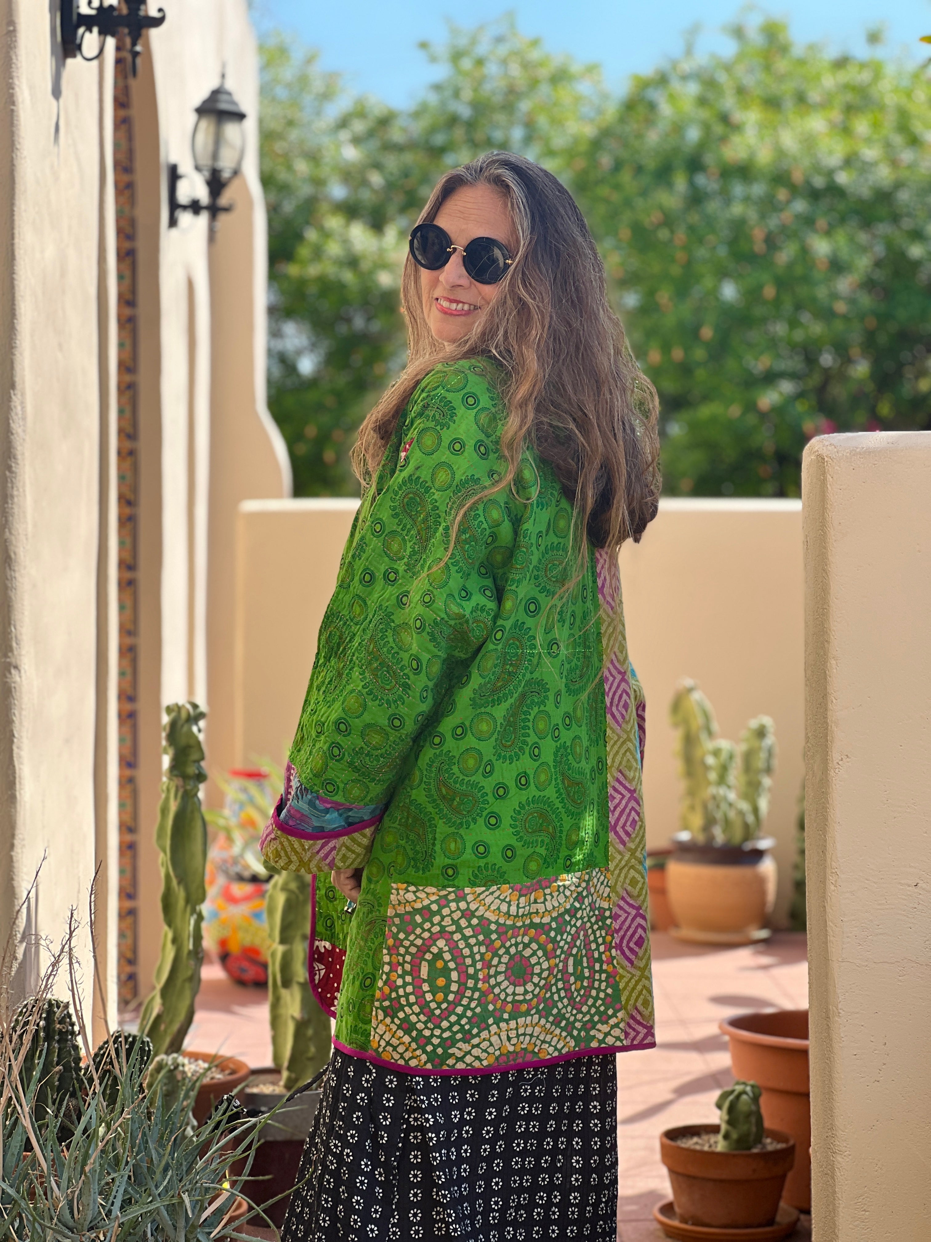 Marakata Cotton Kantha Coat One of a Kind