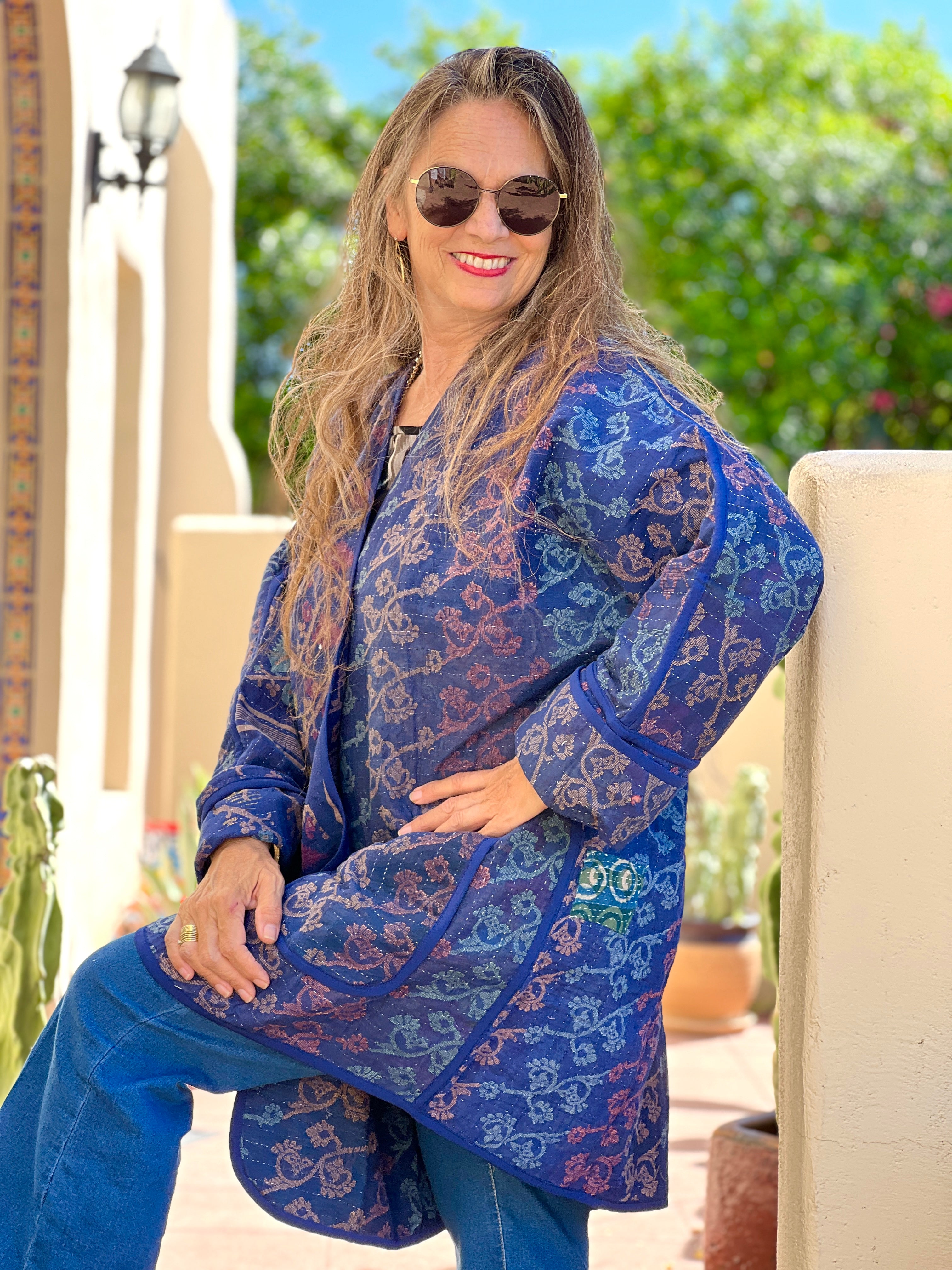 Bankura Blue Kantha Coat One of a Kind