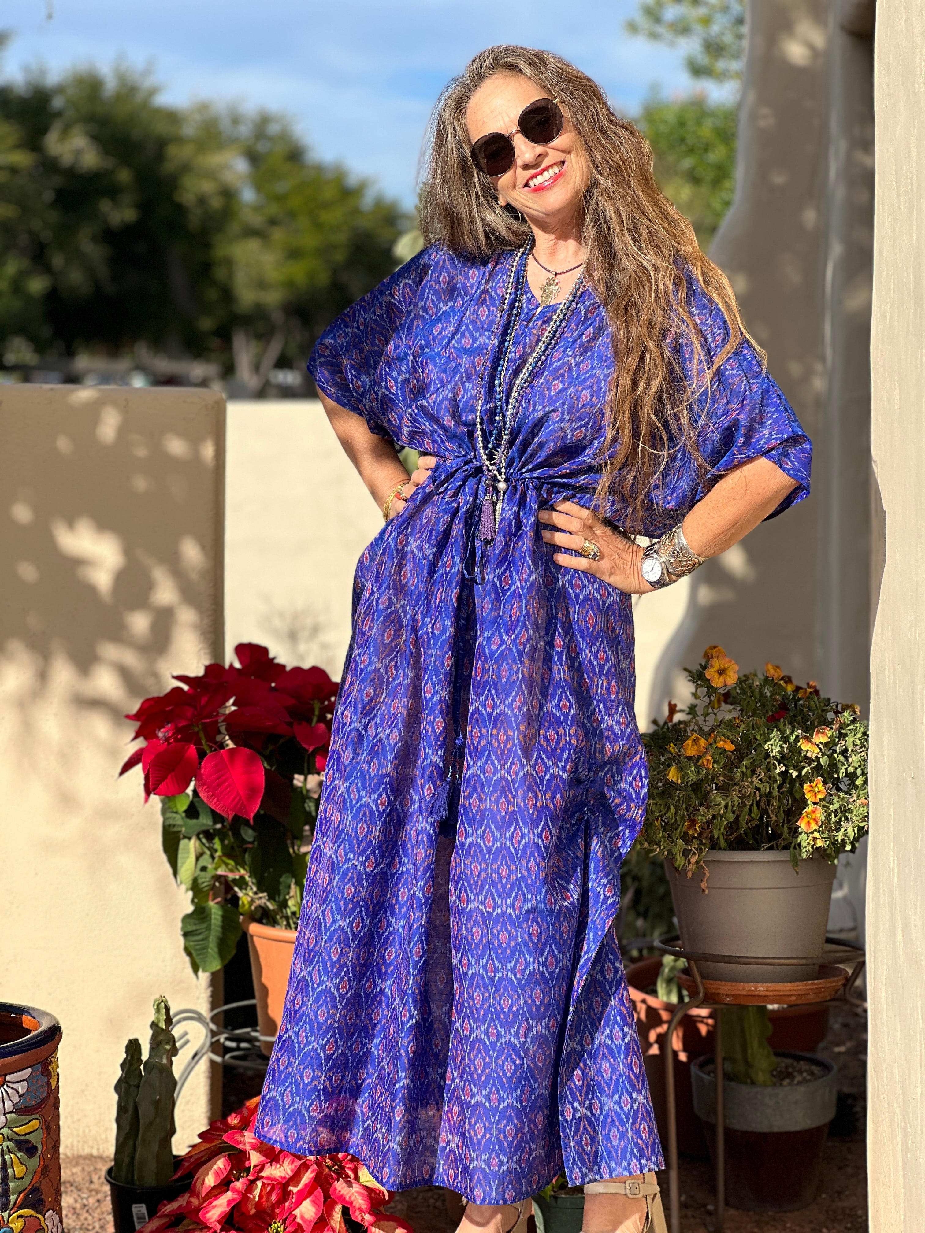 Purple Princess Silk Cotton Ikat Maxi