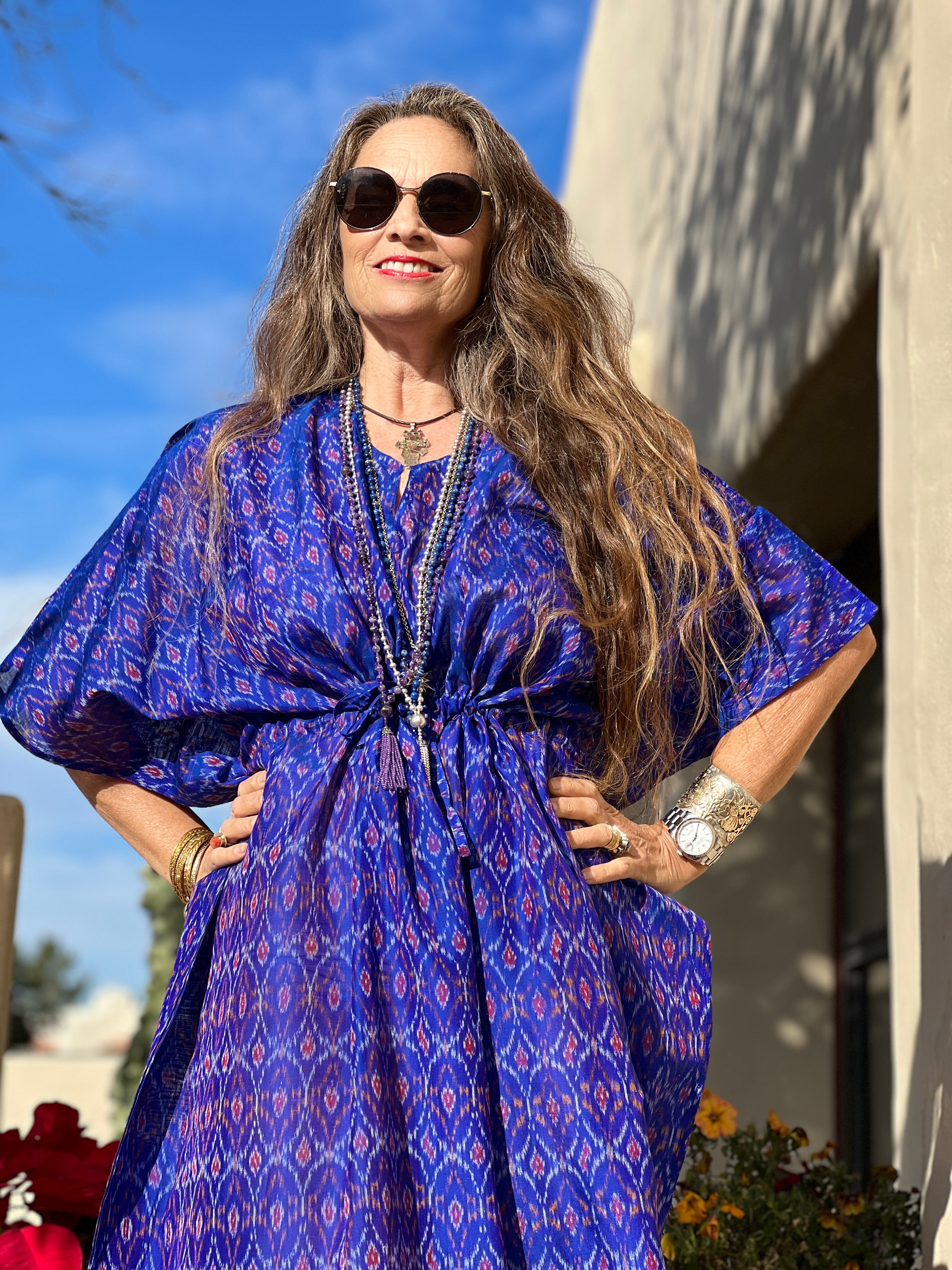 Purple Princess Silk Cotton Ikat Maxi