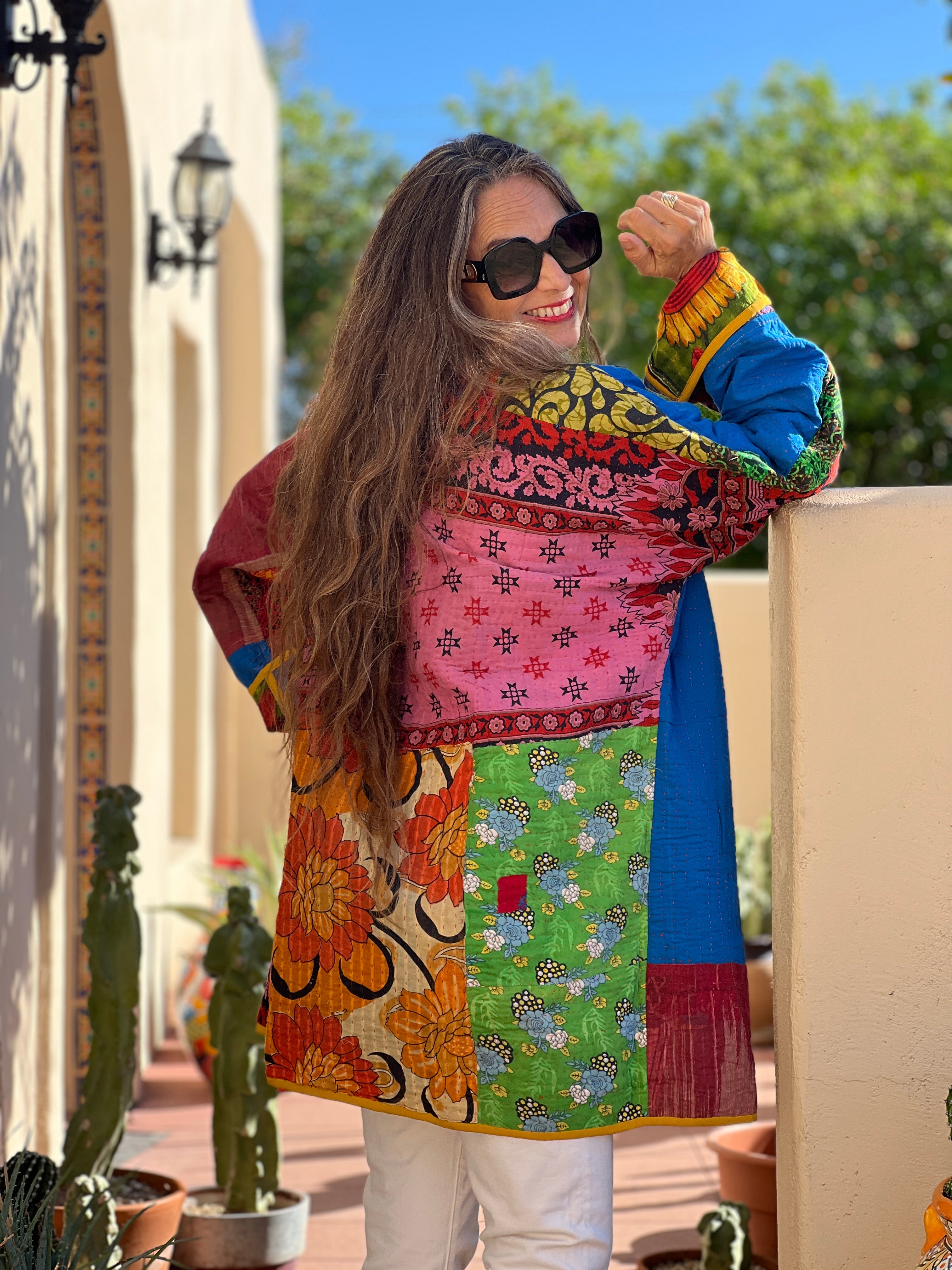 Rangin Cotton Kantha Coat One of a Kind